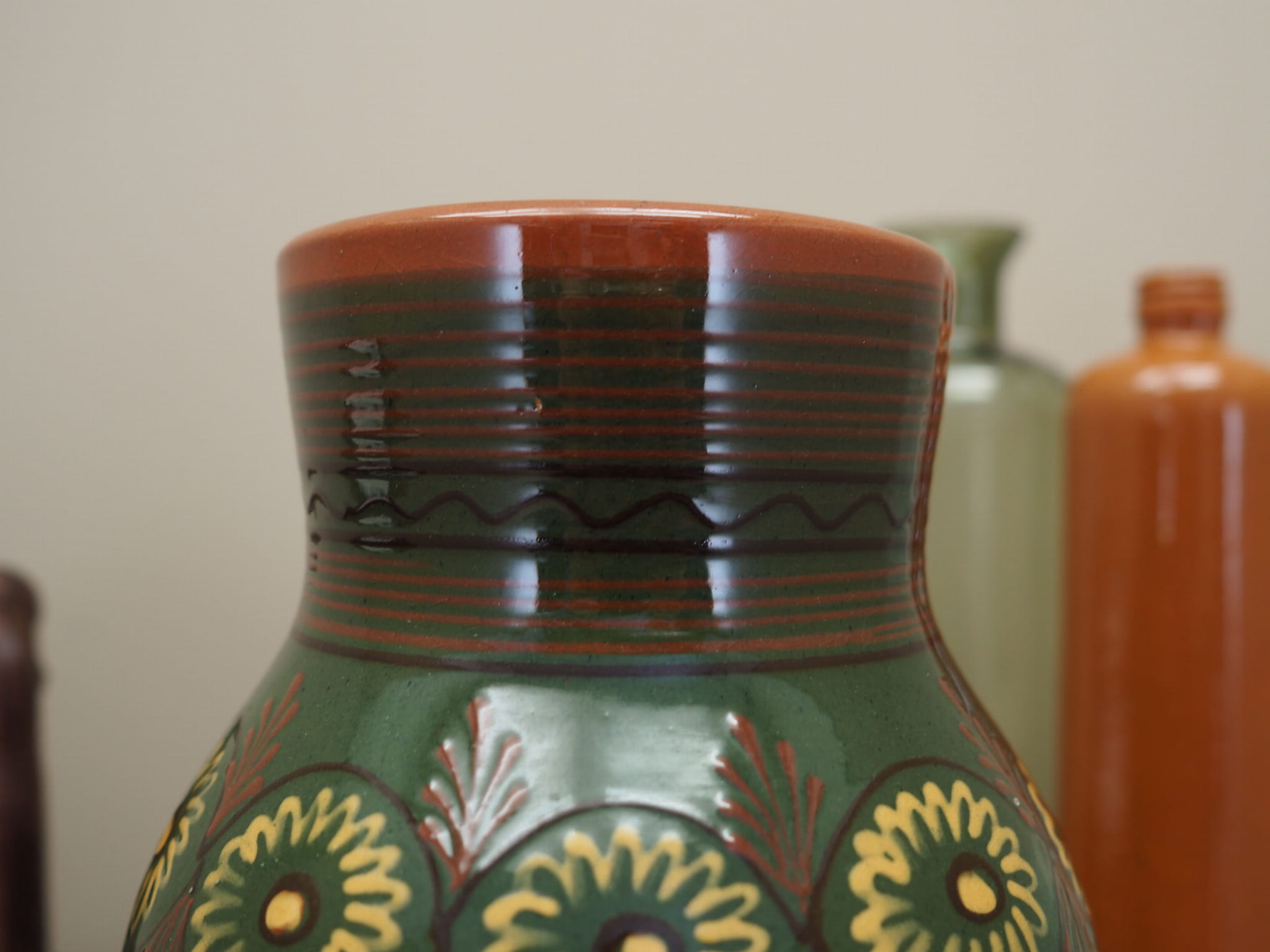 Vintage Vase Keramik Mehrfarbig 1970er Jahre