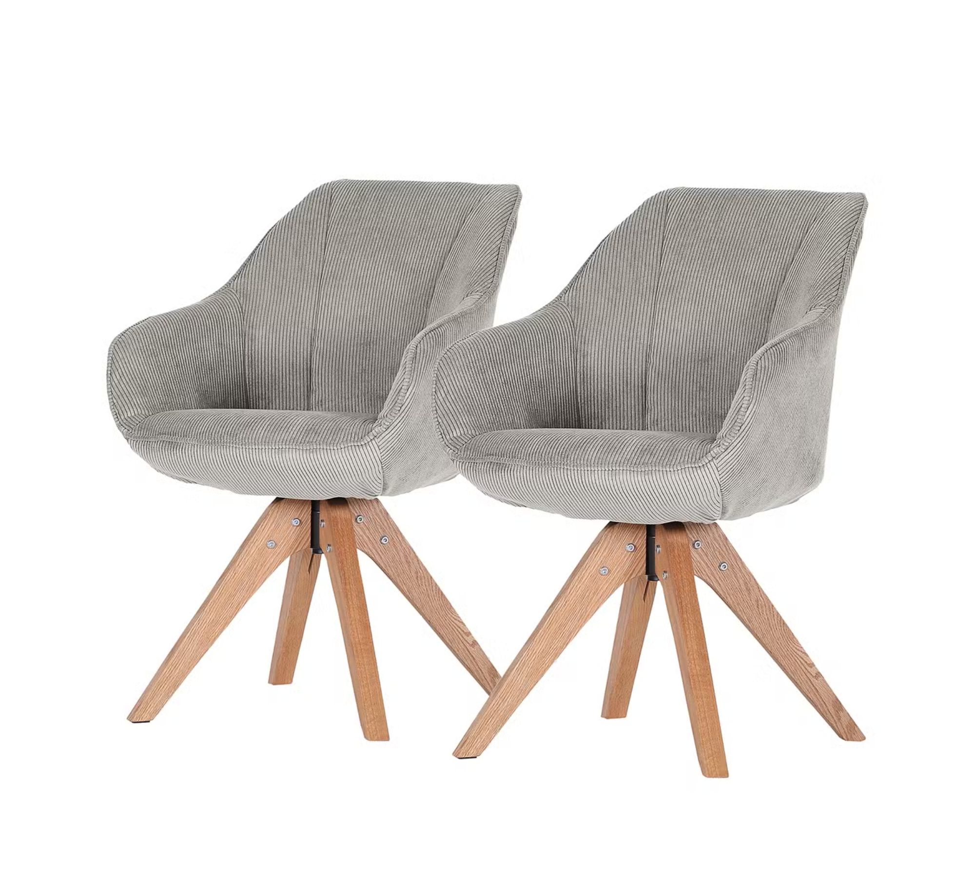 2x Drehsessel Cord Hellgrau