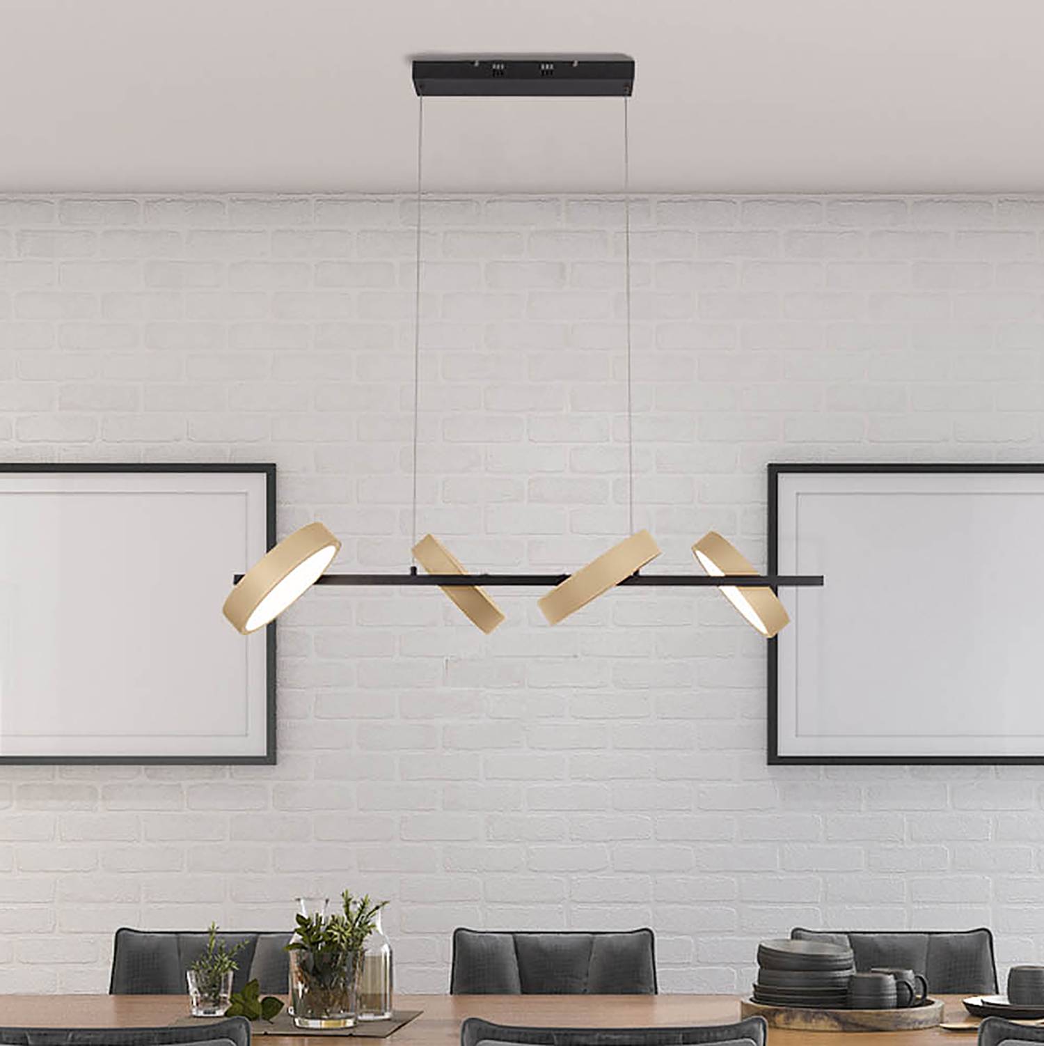 4-burner LED pendant light Tessa Steel