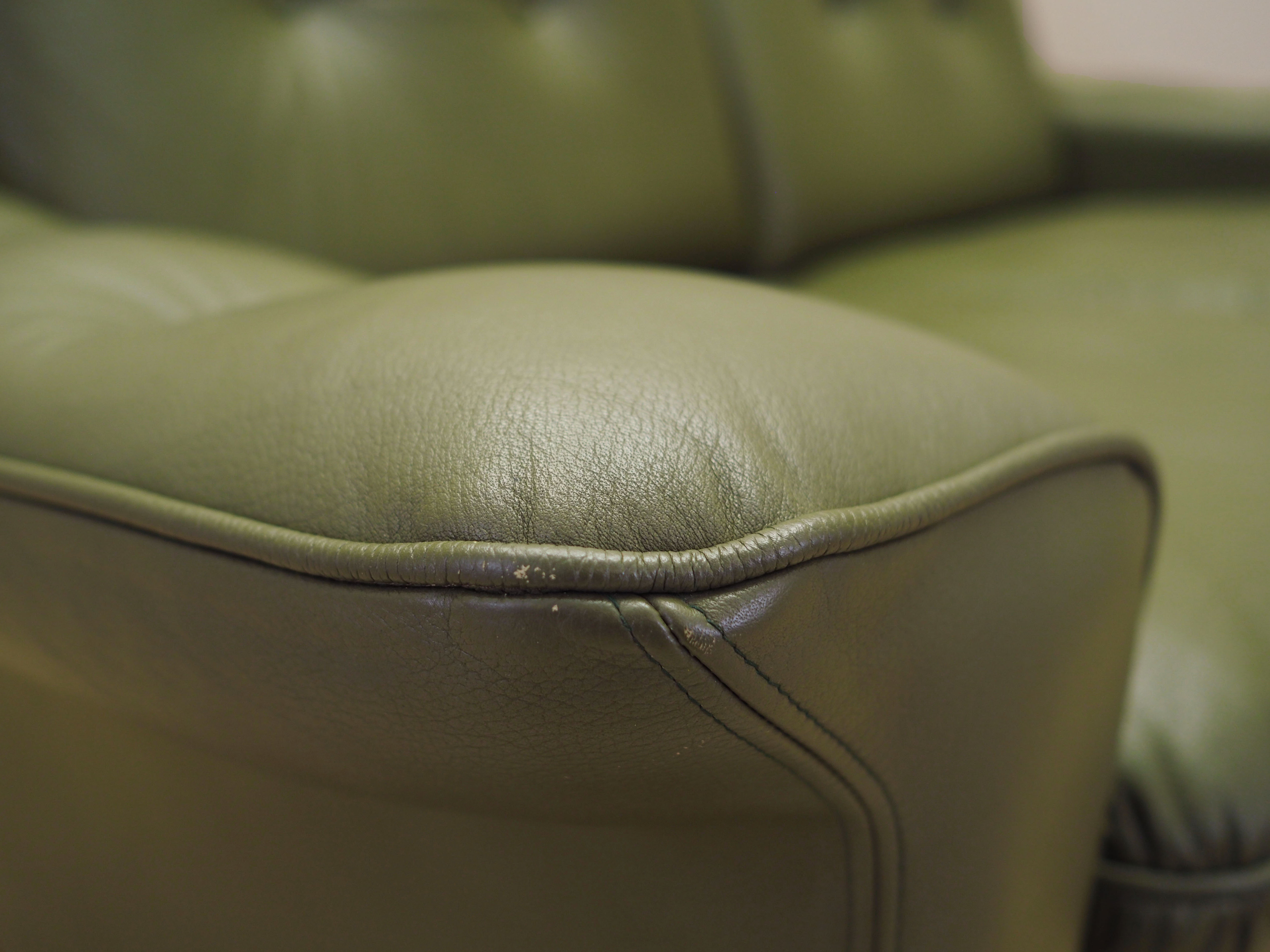 Sofa Leder Grün 1970er Jahre