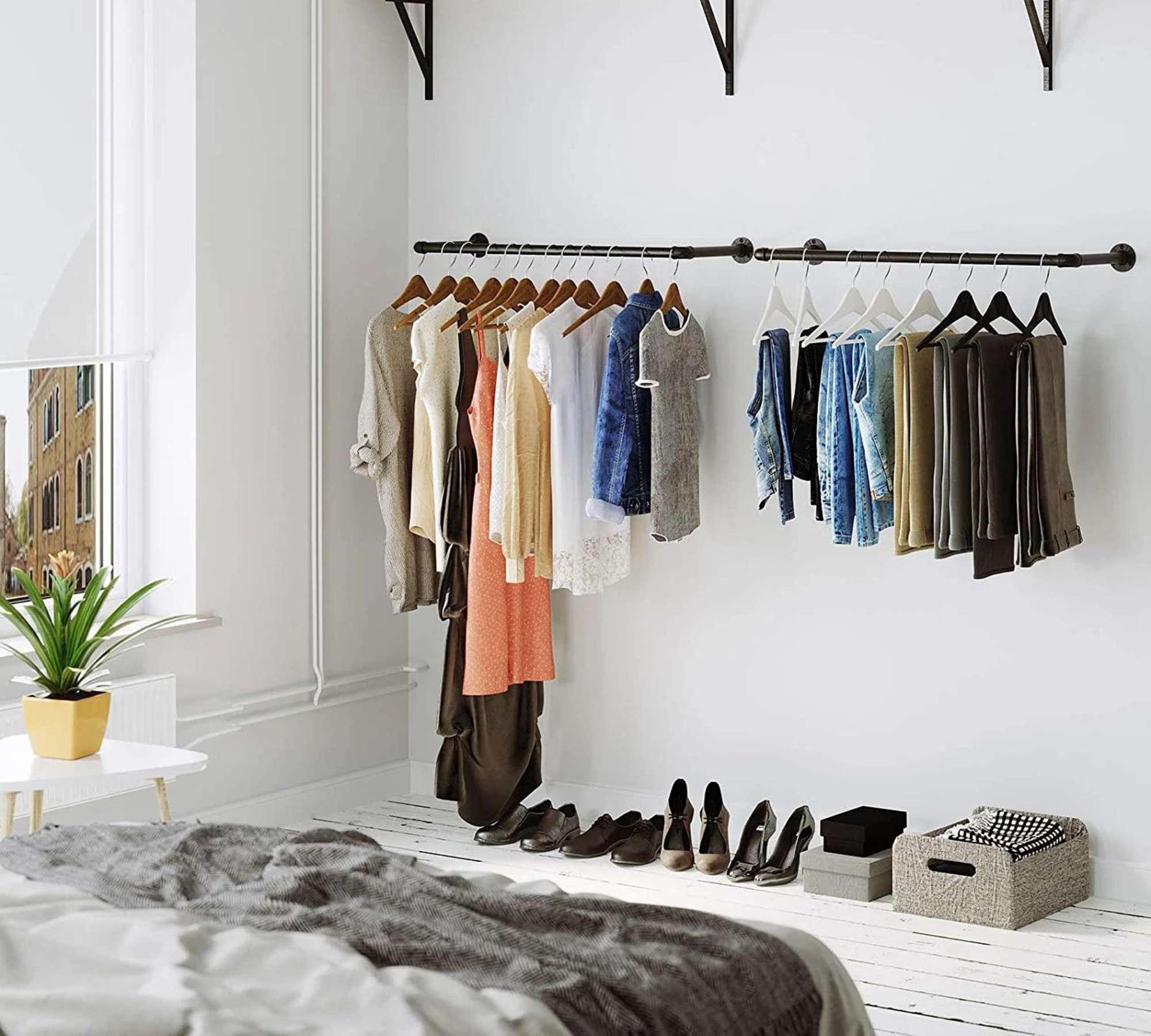 2x Wandgarderobe Metall Schwarz