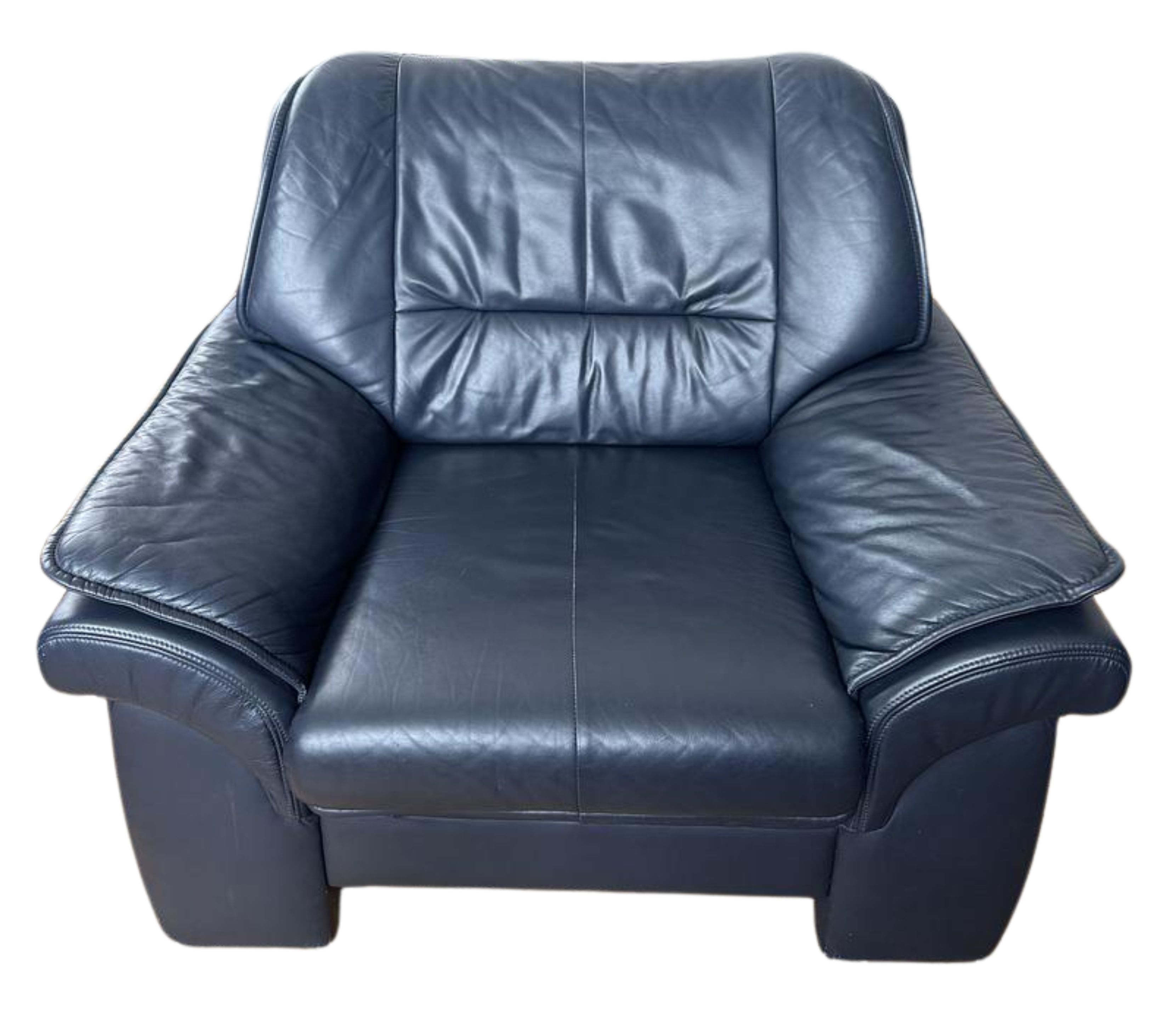 Vintage Sessel Leder Dunkelblau