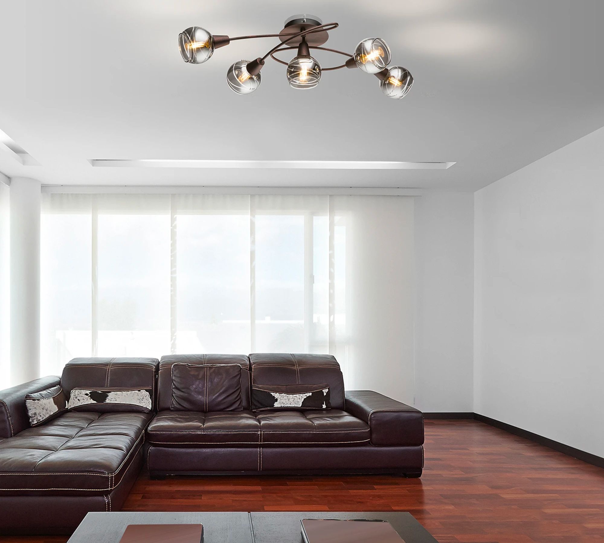 LED Deckenleuchte 5-flammig Glas Metall
