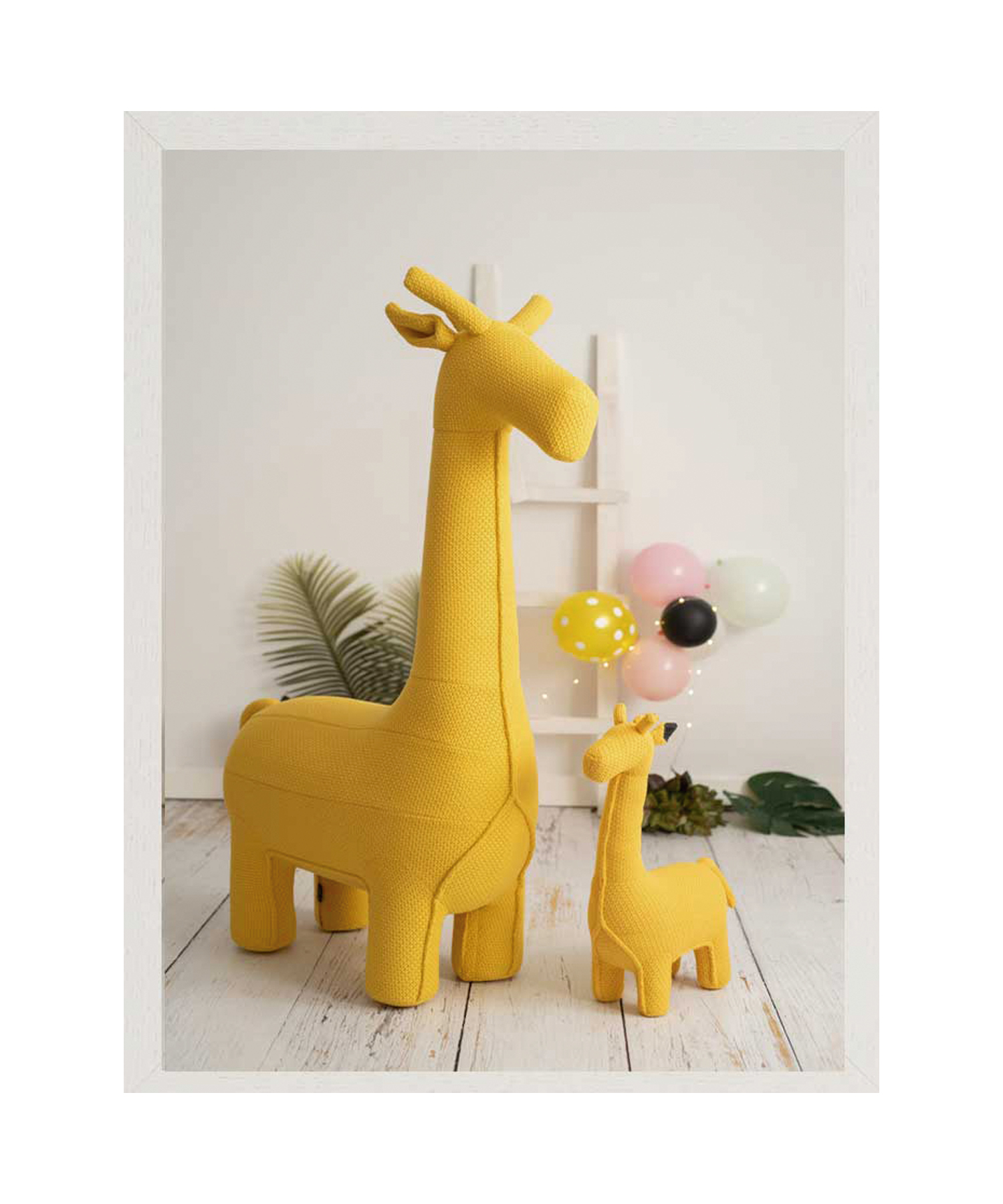 Kinderbild mit Rahmen Giraffe Mehrfarbig