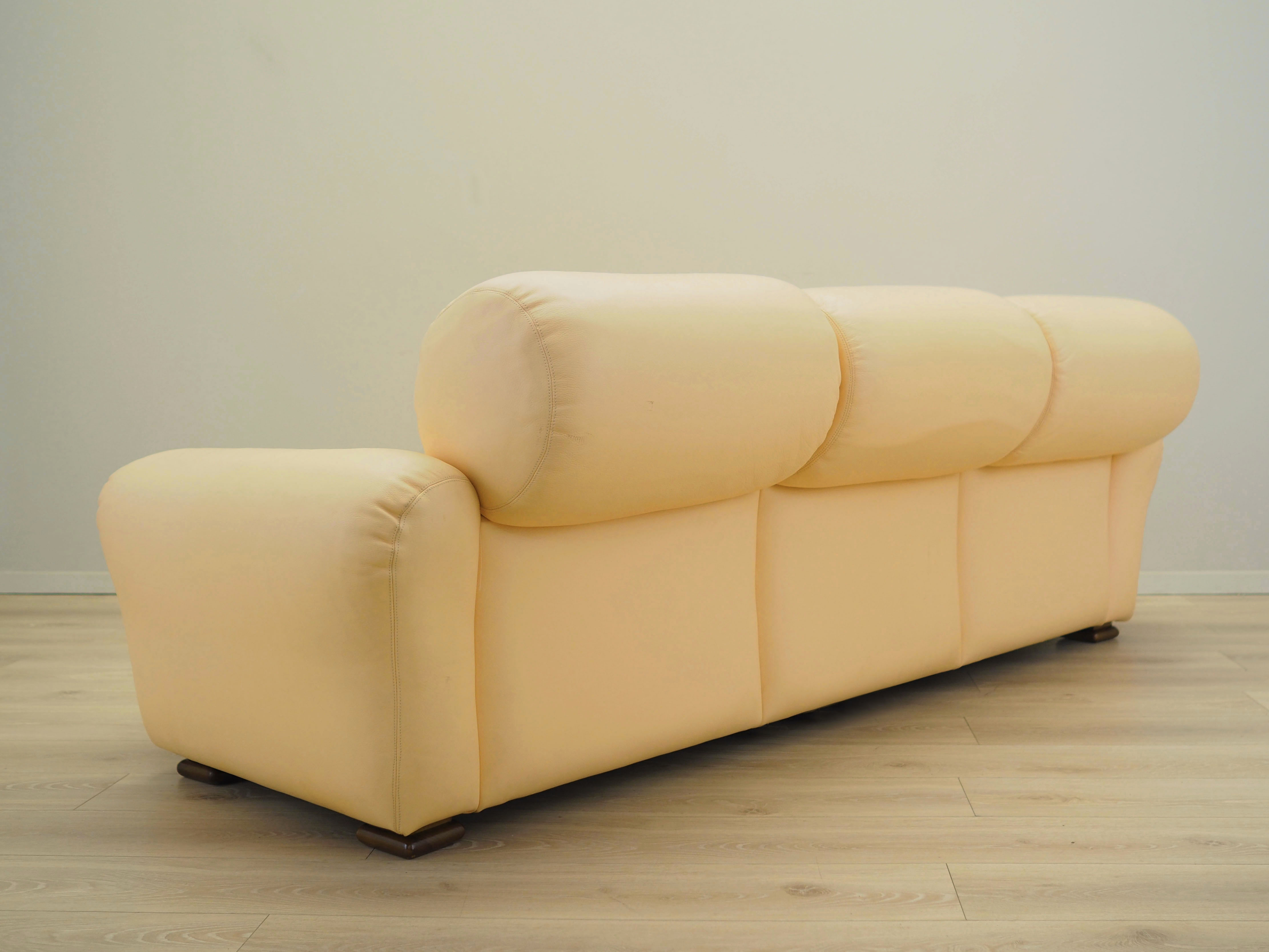 Sofa Leder Creme 1960er Jahre