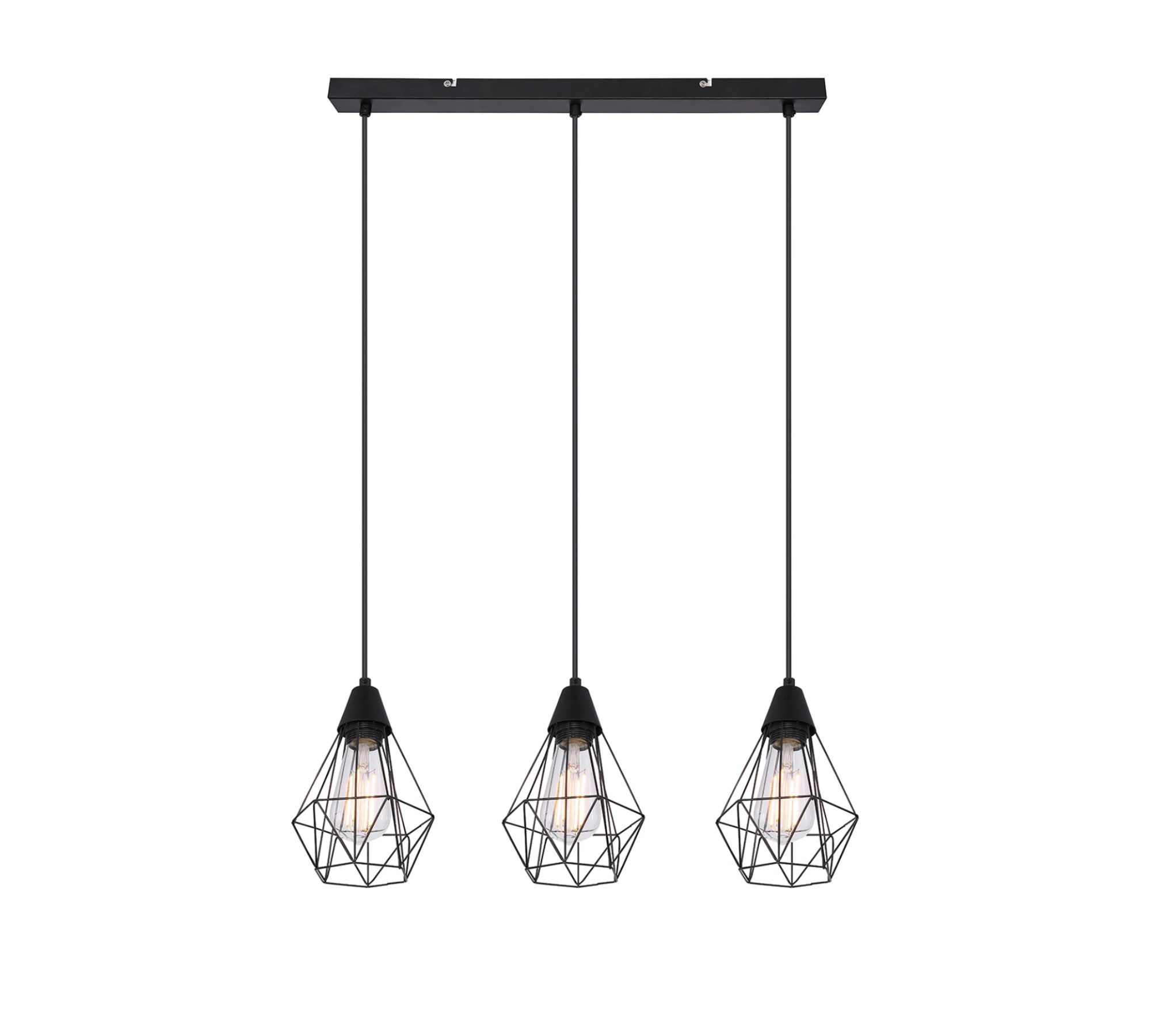 Pendant lamp 3-light iron black