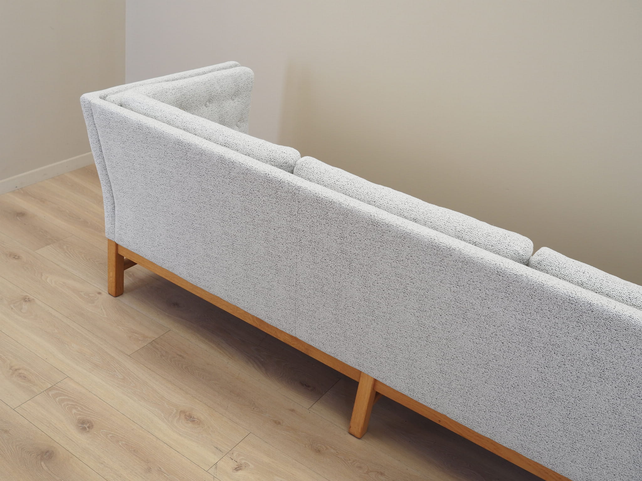 Vintage Sofa 3-seater Oak wood Textile Gray 1970s