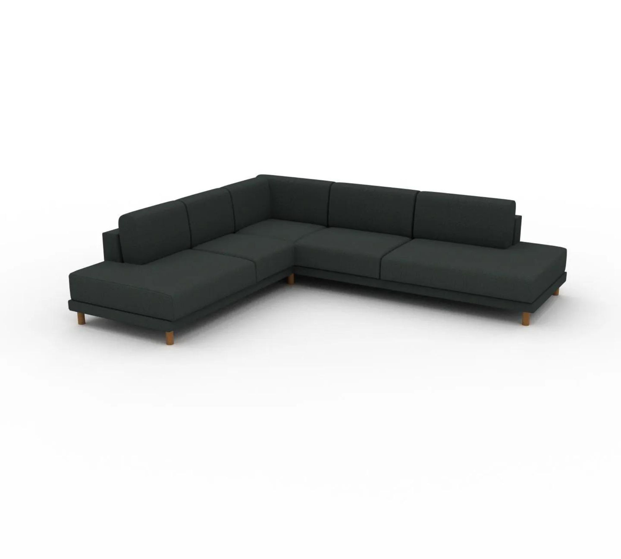 FÜßE FEHLEN - Tyme Großes Ecksofa Webstoff Schwarz 