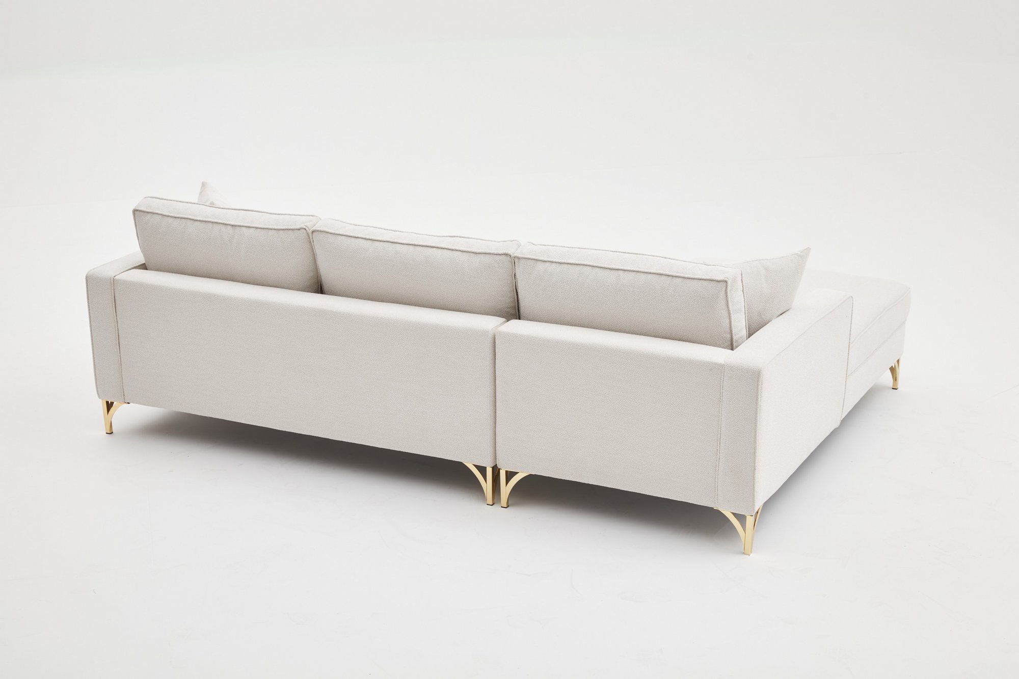 Lima Sofa Chaise Longue Left Cream with golden legs