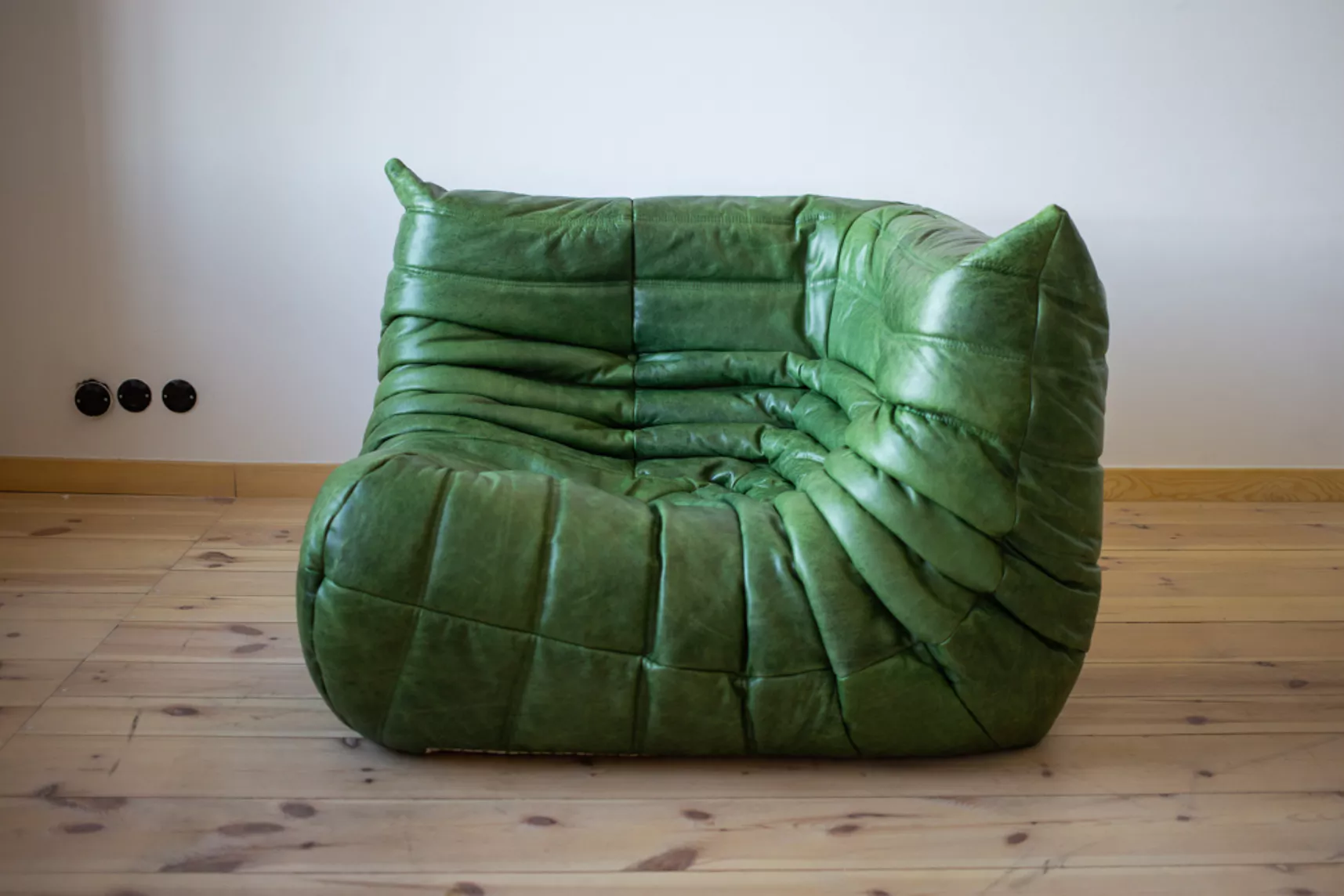 Togo Lounge Set 3 pezzi Pelle Pull-Up Verde