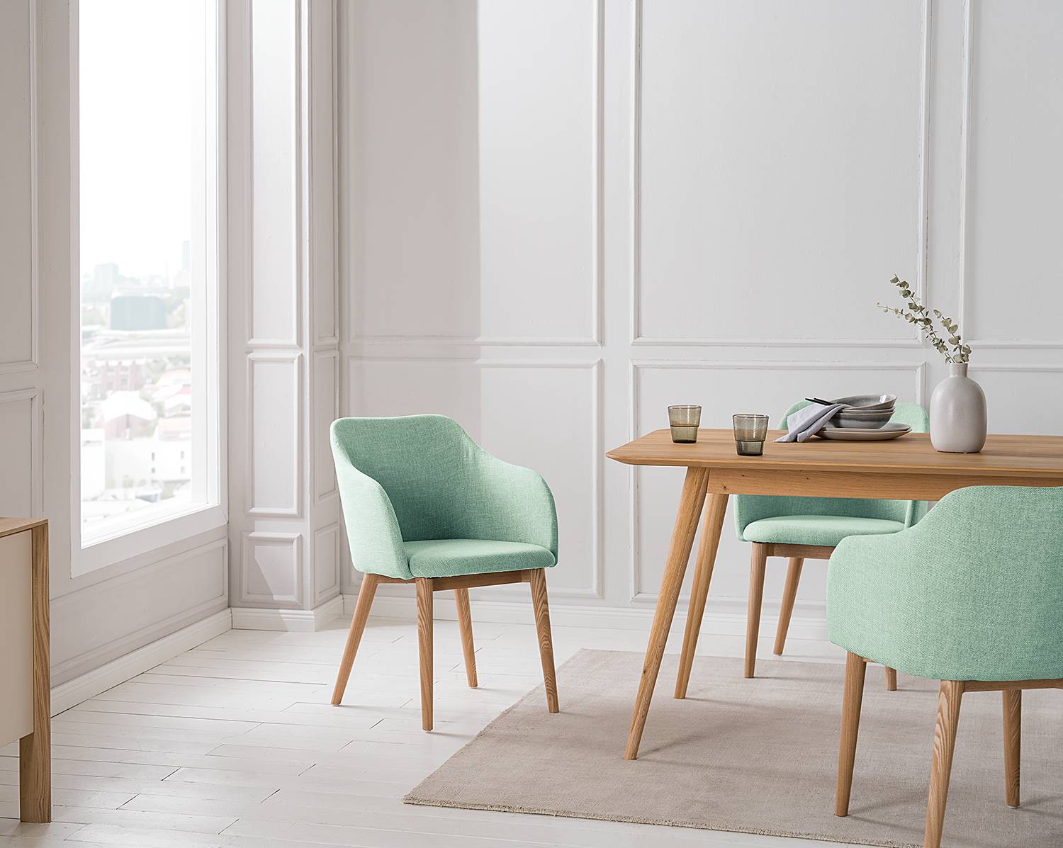Armchair Corrie Ash Solid Mint Green