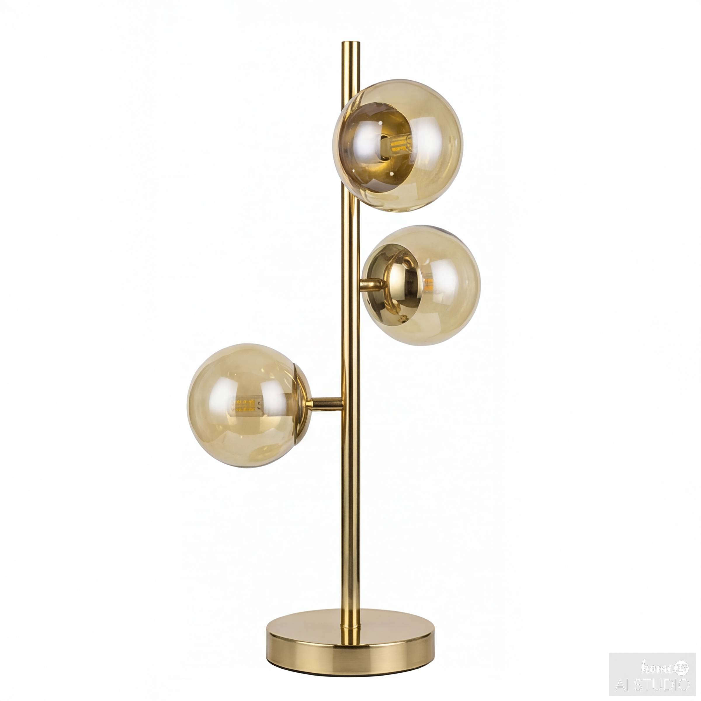 Table lamp Ilumo 3-light colored glass gold