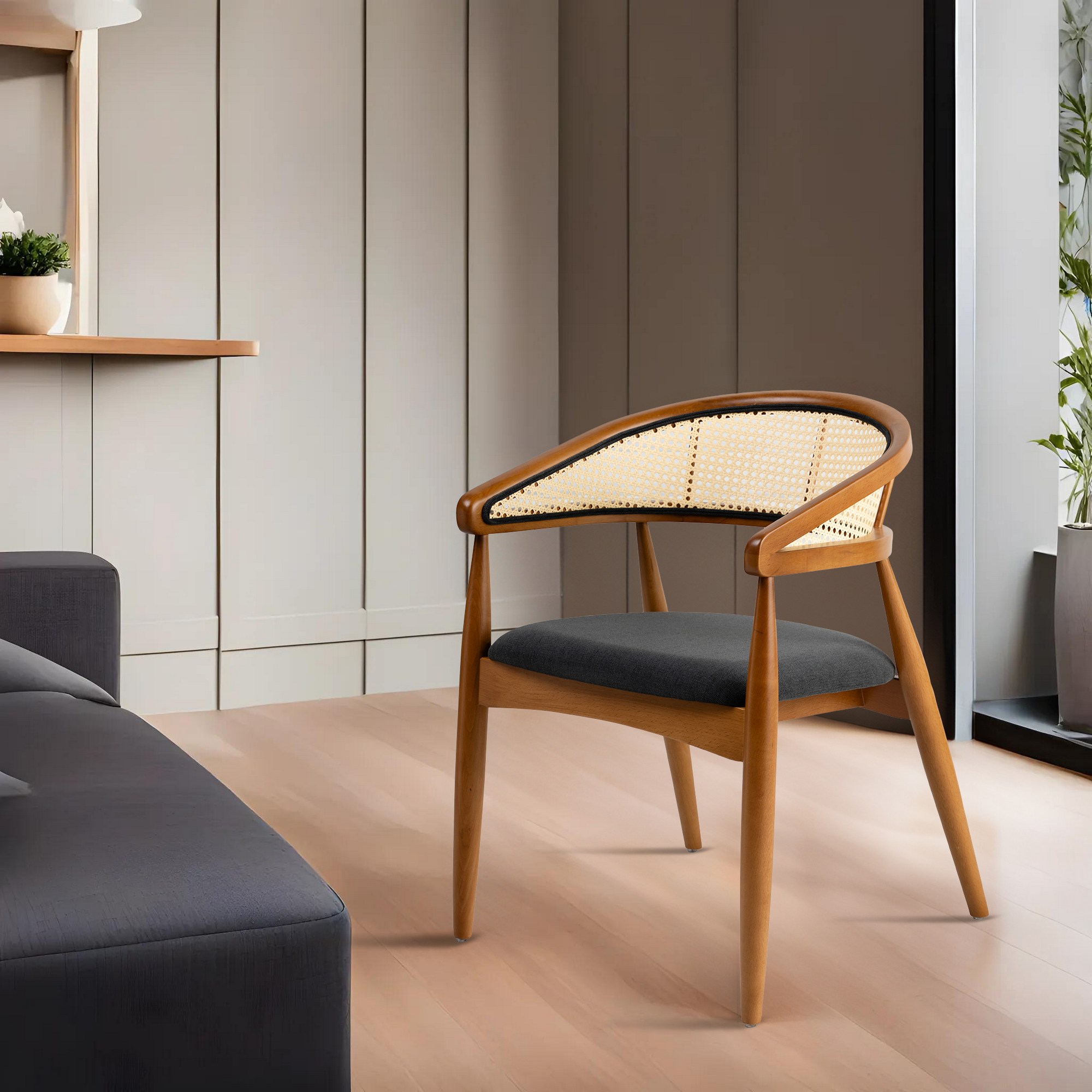 Lima Armlehnstuhl Holzfurnier Grau