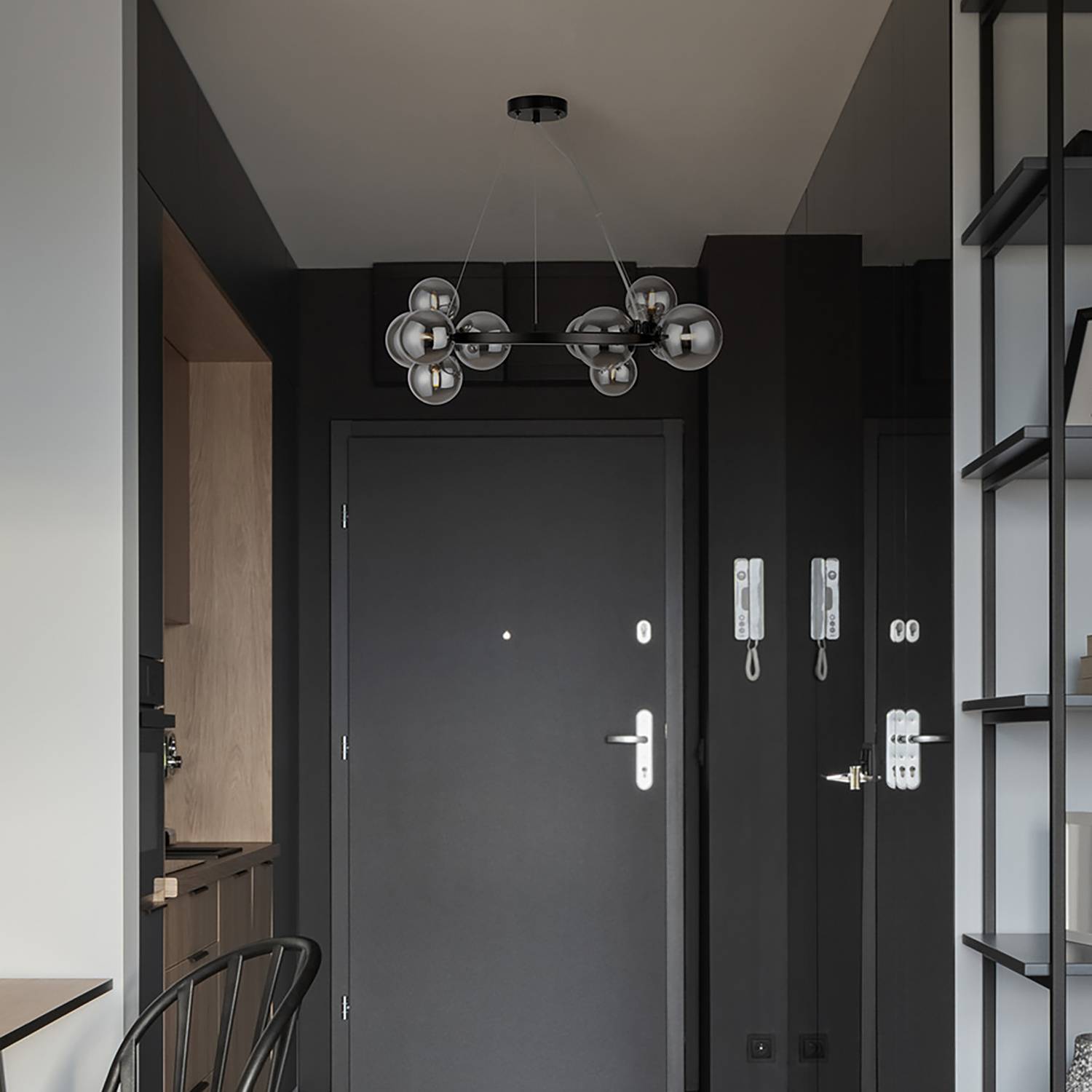 Pendelleuchte Dallas Typ H 11-Flammig Rauchglas Mischmetall 