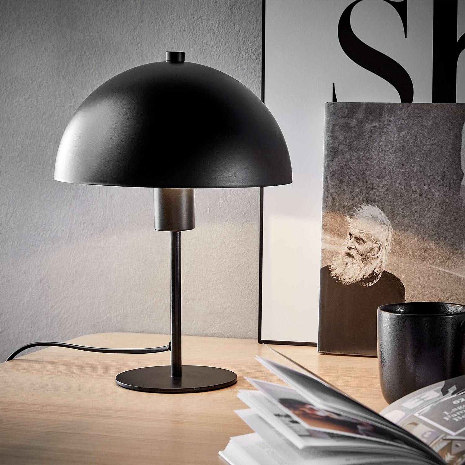 TOPEE Tischlampe Eisen 1-flammig Schwarz