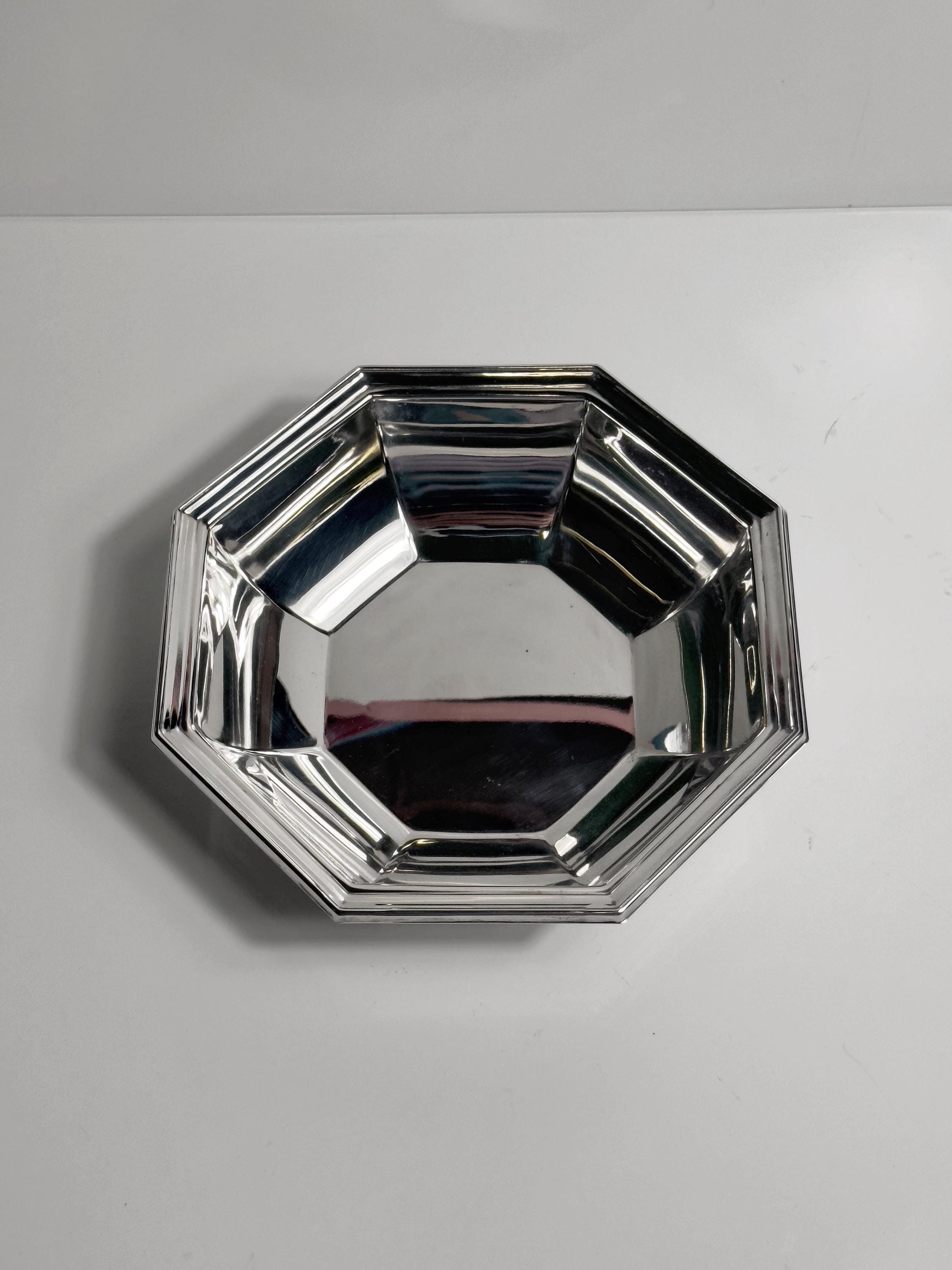 Vintage Silver-plated Bowl Octagon Metal 1980s