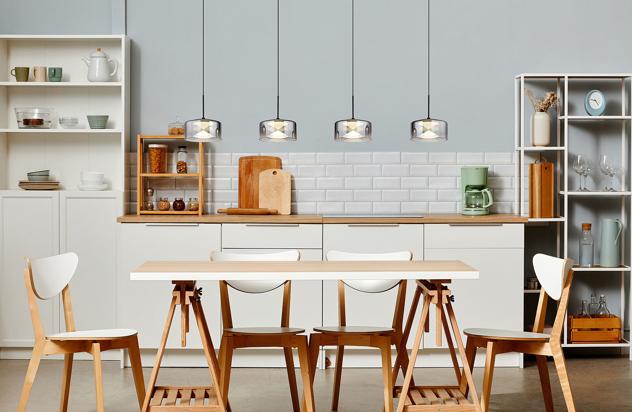 Belinda LED Pendelleuchte Rauchglas Schwarz