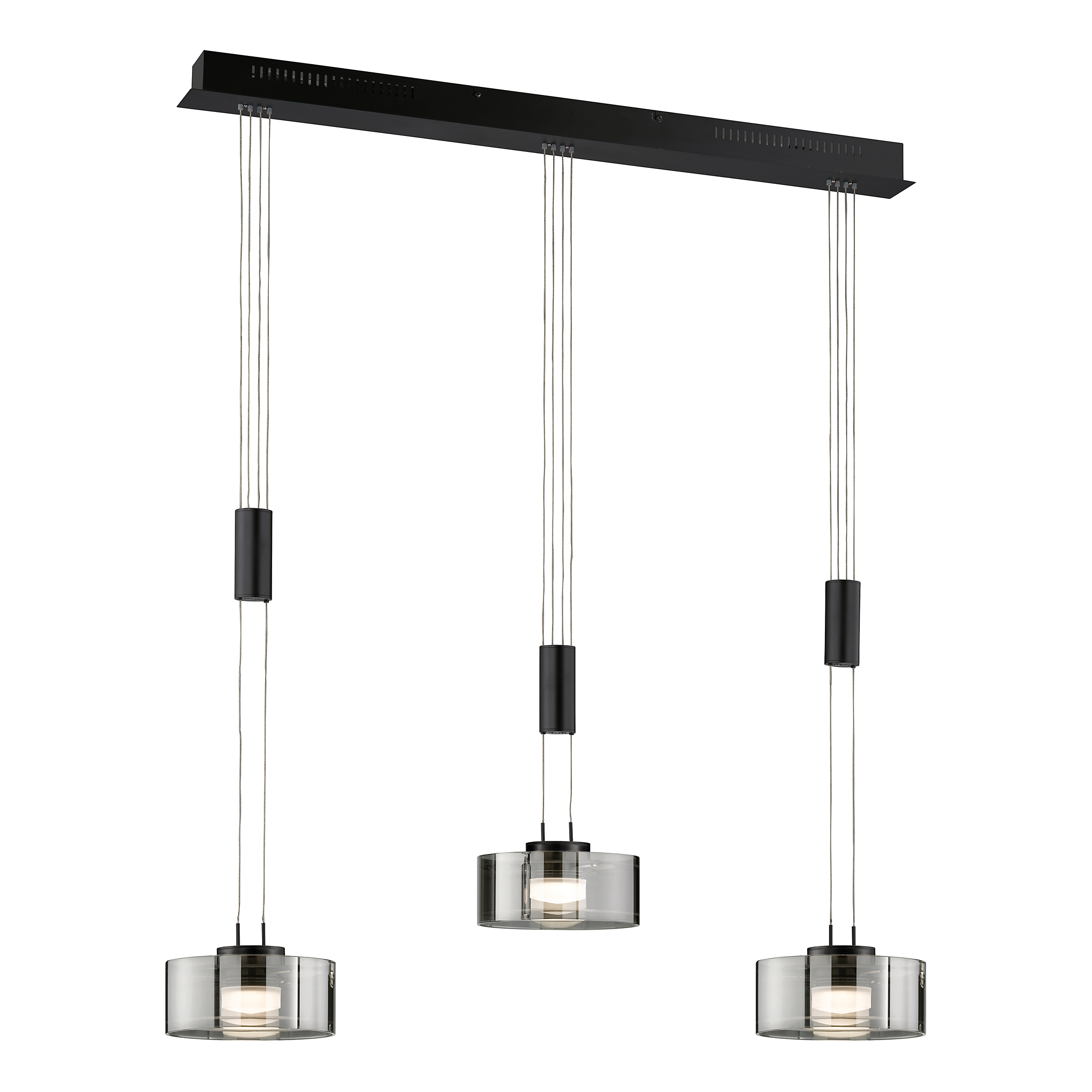 LED-Pendelleuchte Lavin Eisen Rauchglas Schwarz