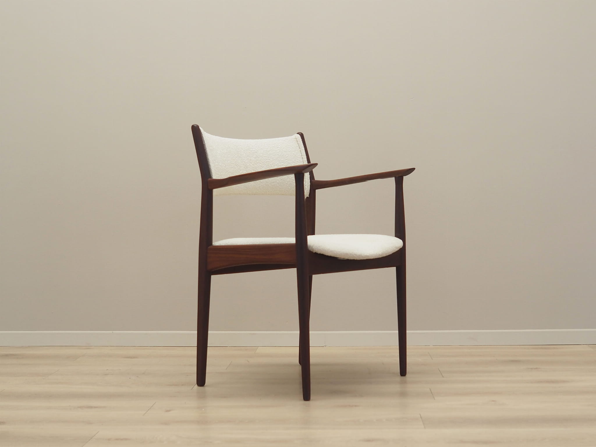 Vintage armchair Teak wood Textile Cream 1960s