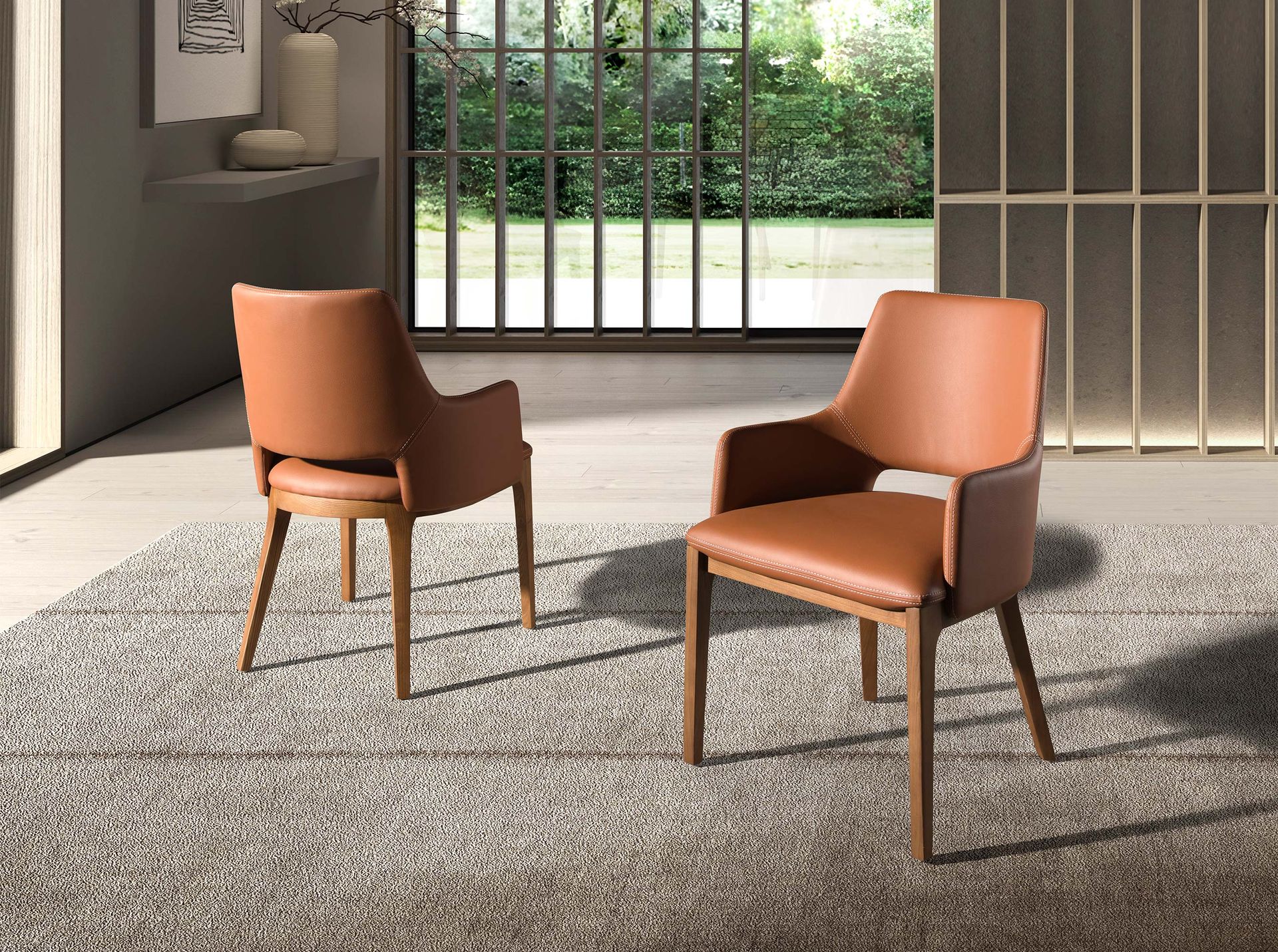 Dining chair faux leather brown