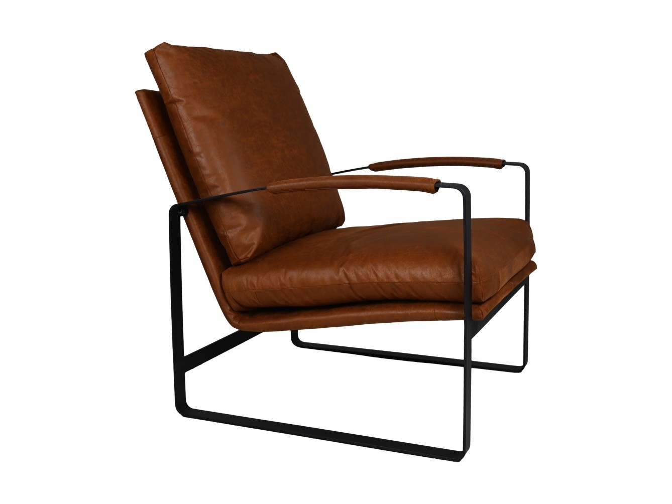 Miami Sessel Leder Metall Braun