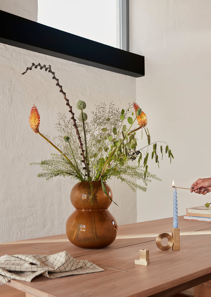 Lasi Vase Groß Glas Amber