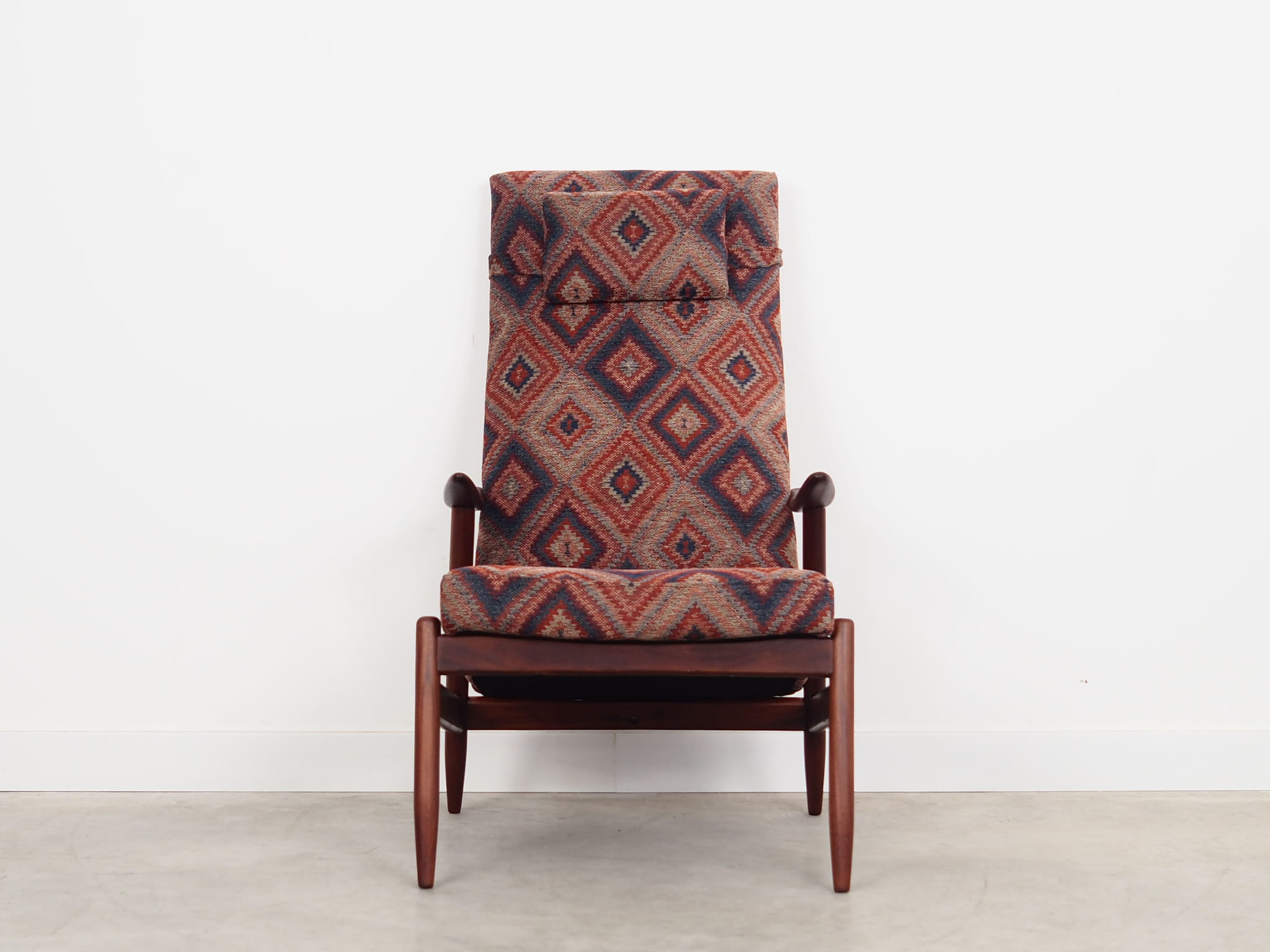 Vintage chair Teak wood Textile Multicolor 1970s 