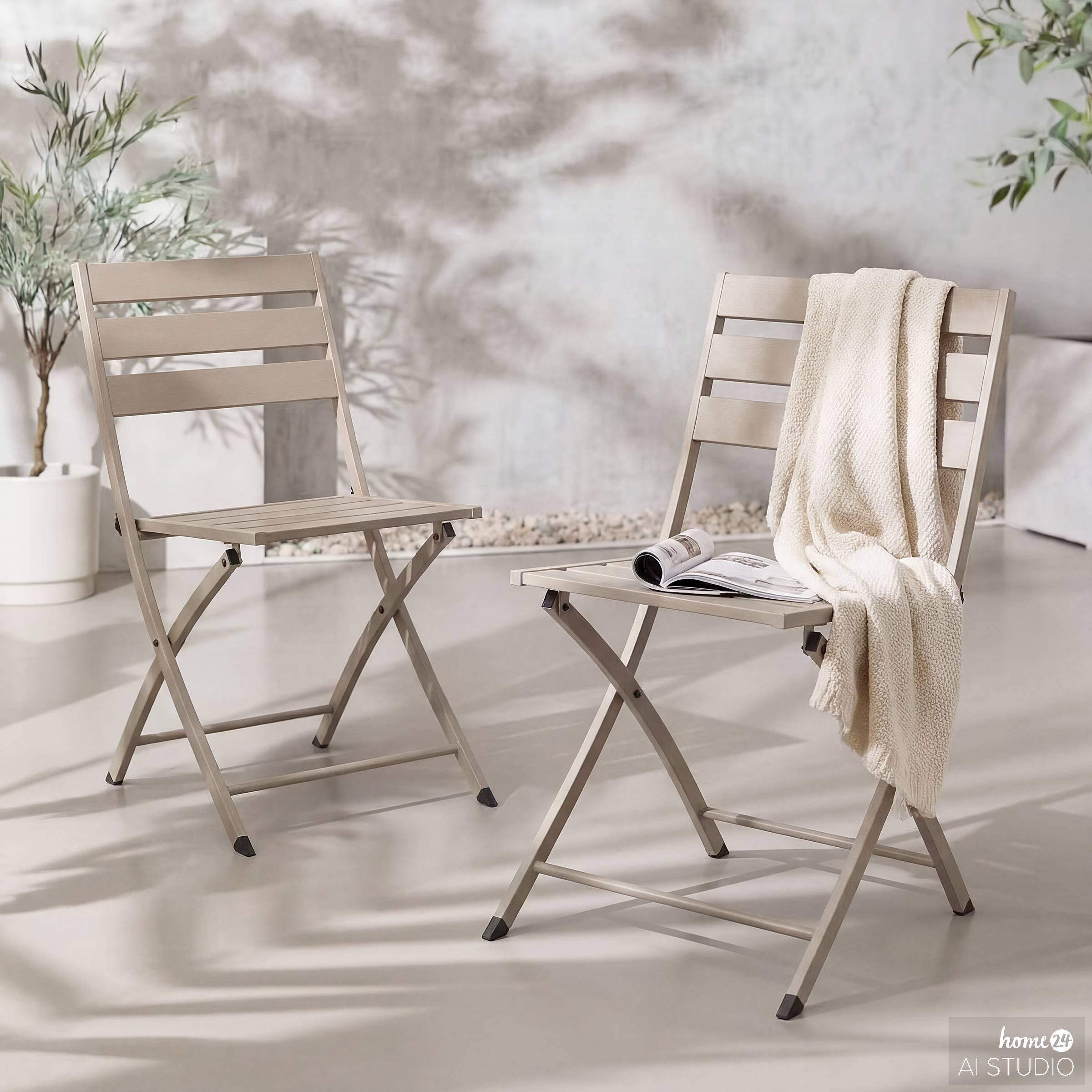 Klappstuhl Kovo 2er Set Stahl Taupe