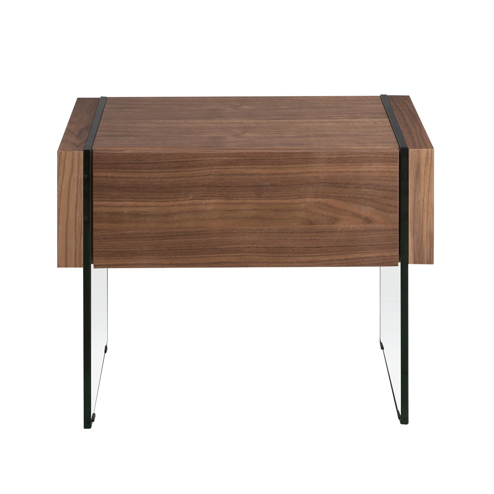 Bedside table walnut glass