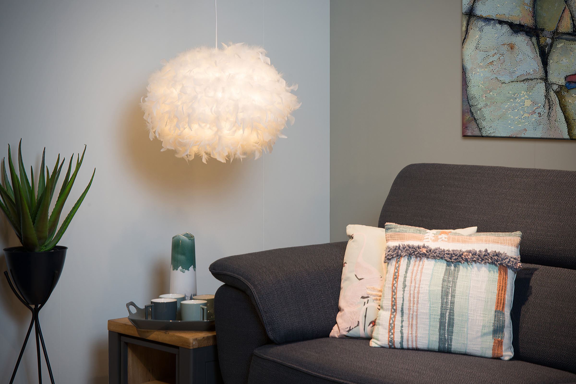 Goosy Soft Pendelleuchte Federn Weiß