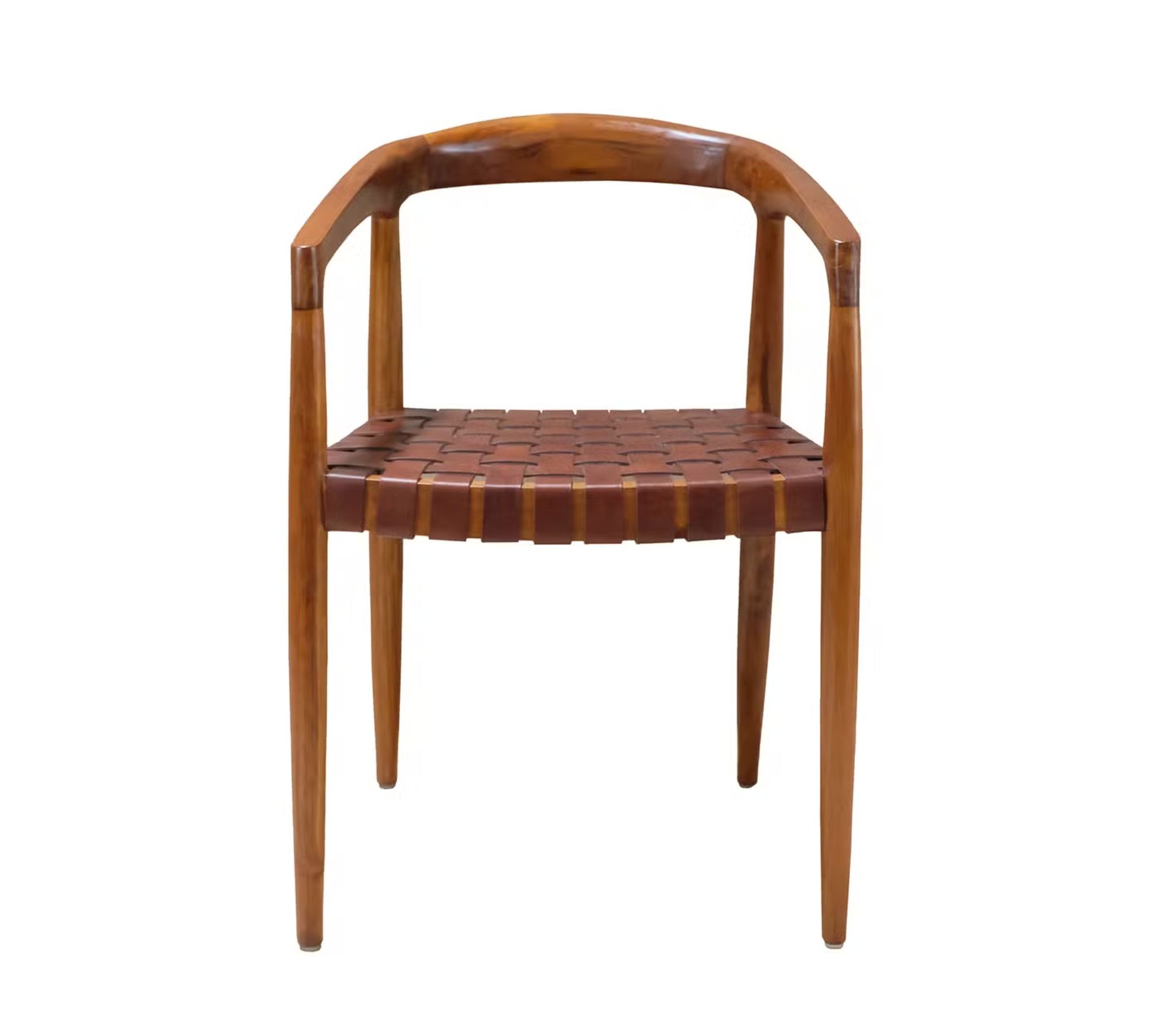 Bourbourg Armlehnstuhl Teakholz Leder Cognac
