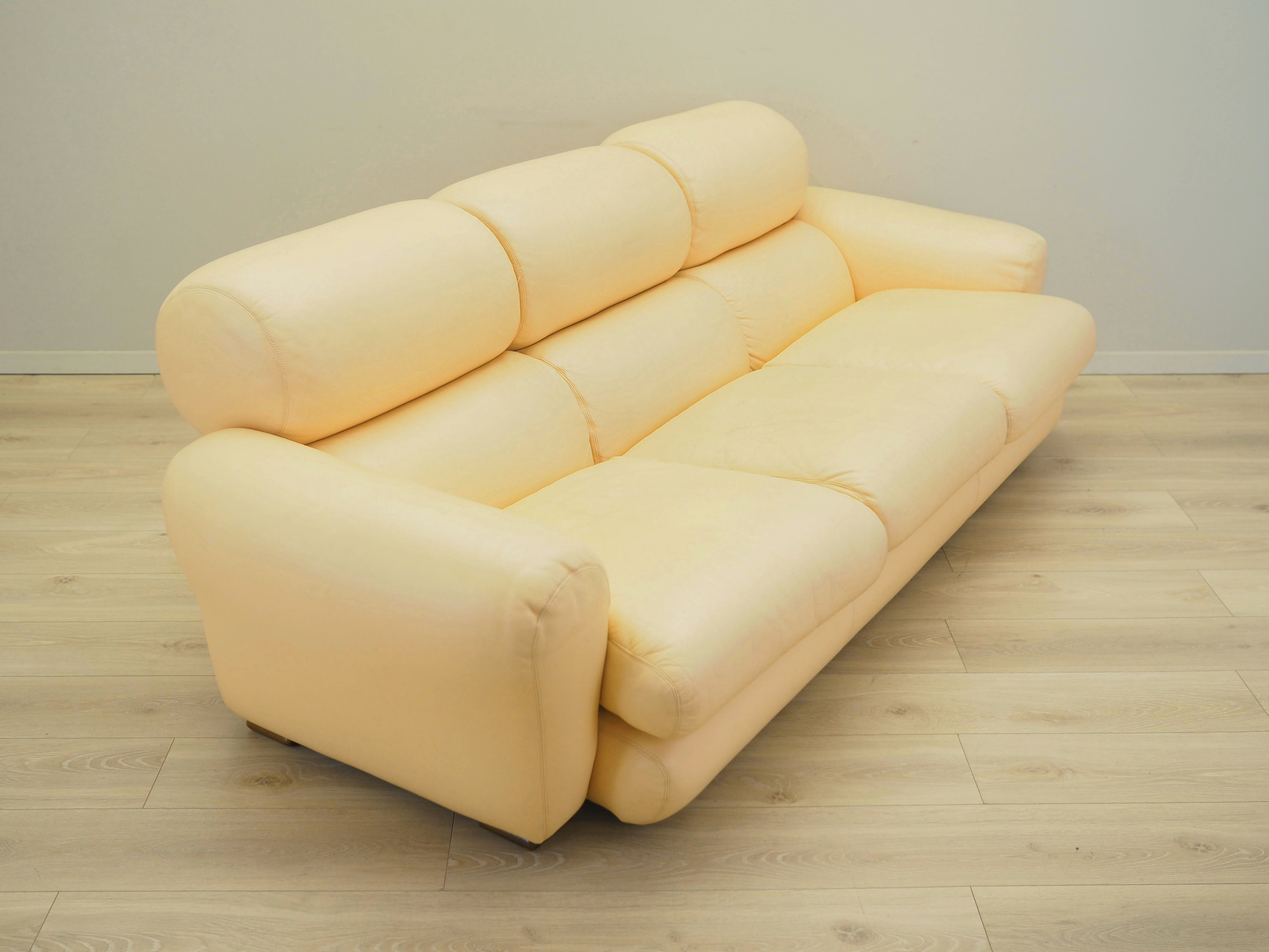 Sofa Leder Creme 1960er Jahre