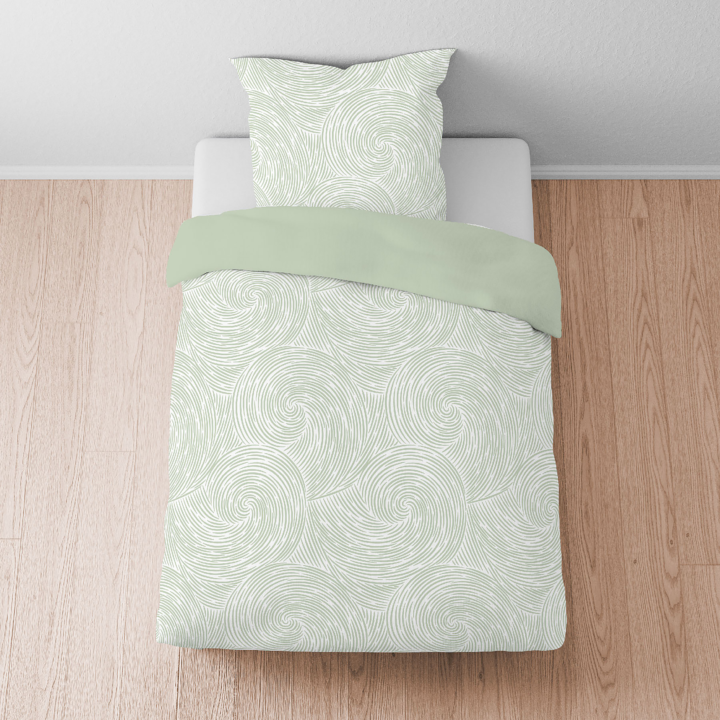 Strudel Bettwäsche Lyocell Salbei 135x200cm Kissen 80x80cm