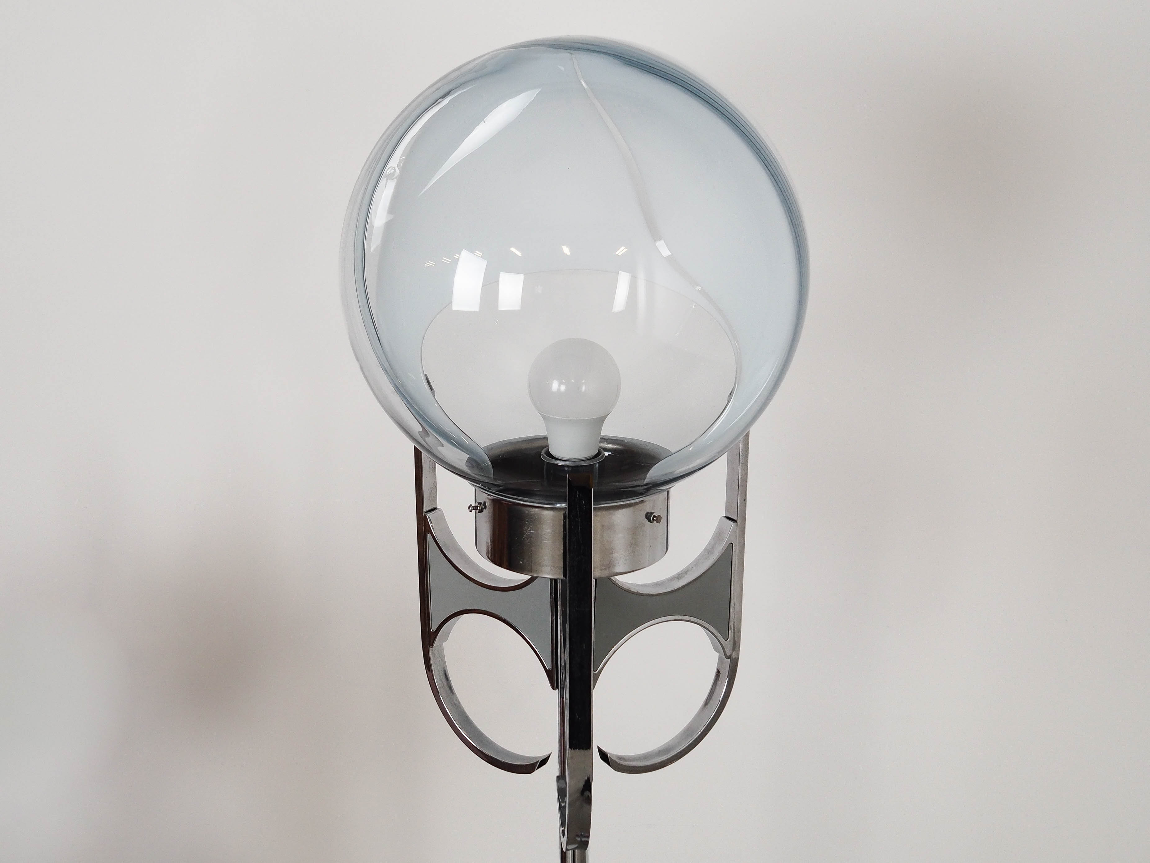 Standing lamp Murano glass Silver 1970s