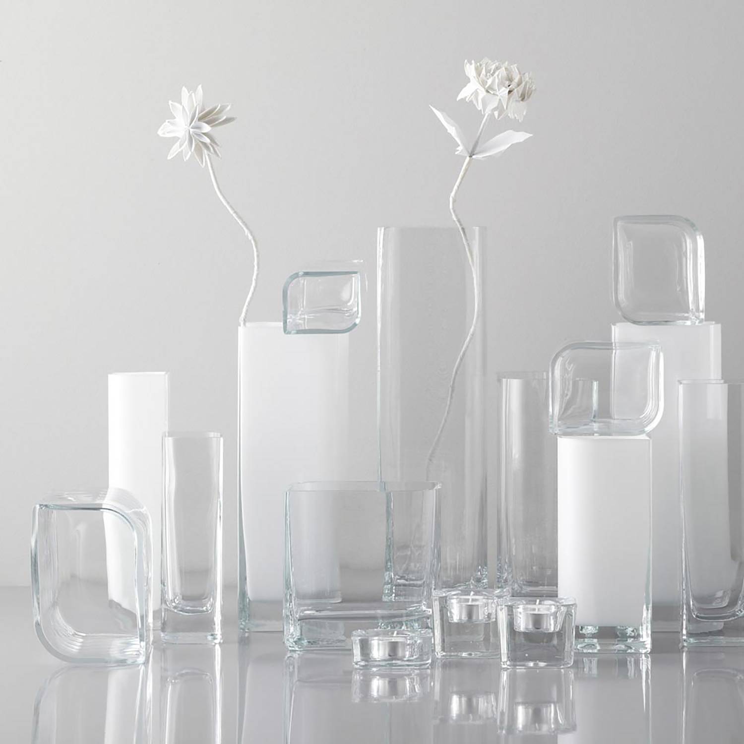 Lucca Vase Glas Weiß 11 x 30 cm
