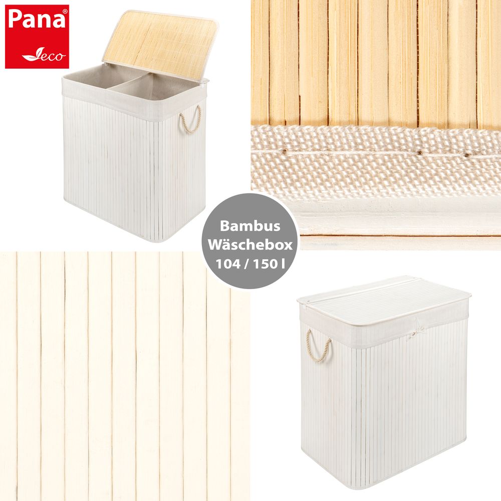Wäschekorb mit Deckel aus Bambus Weiß