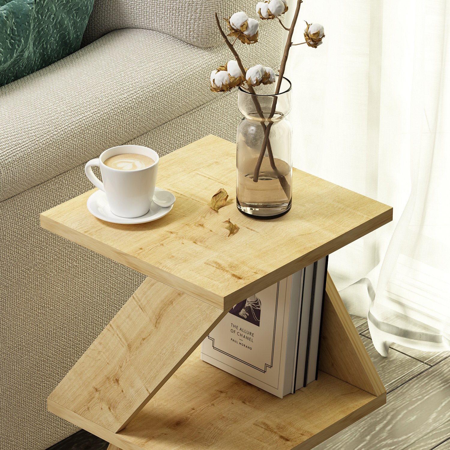 Albeni Side Table Wood Veneer Sapphire