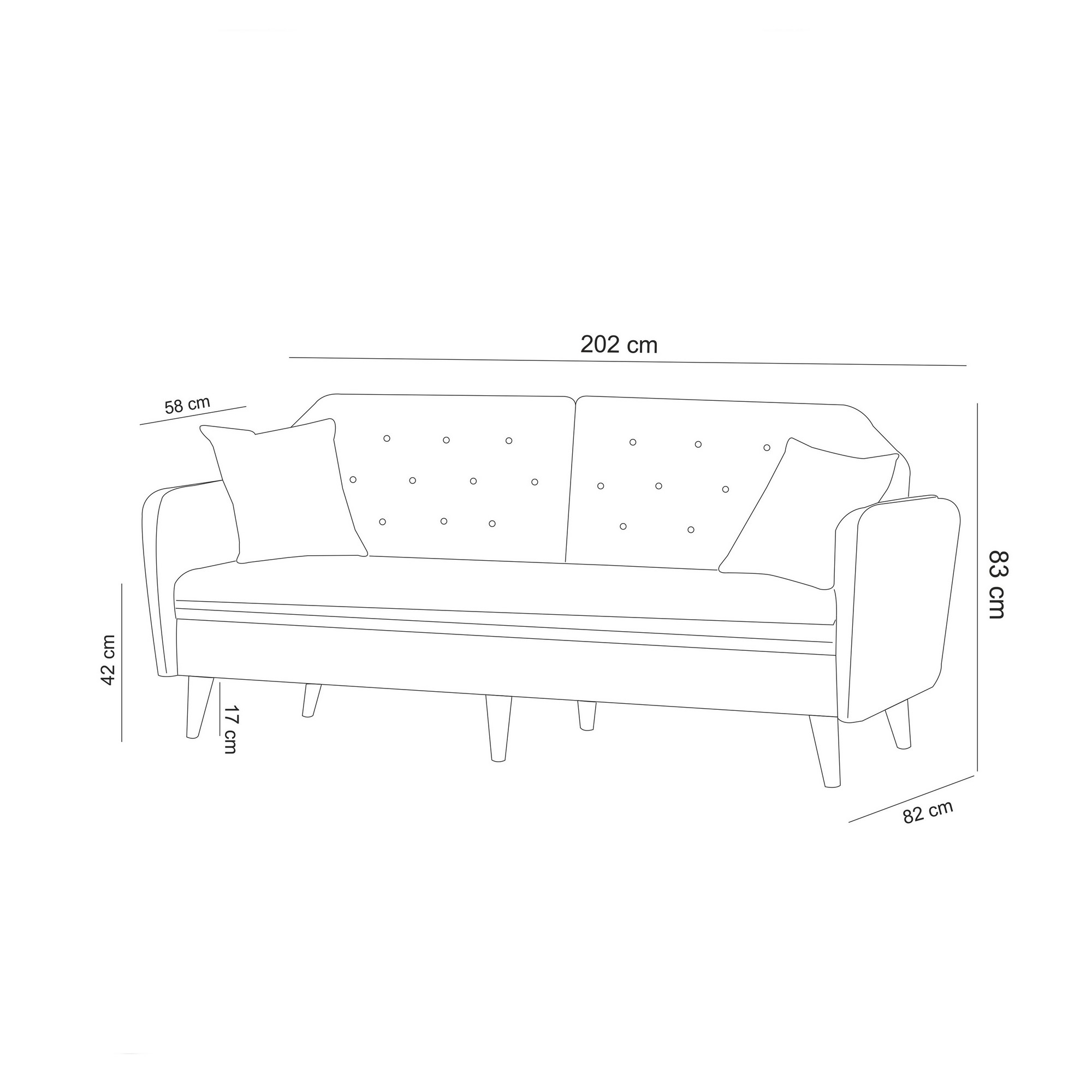 Terra Schlafsofa 3-Sitzer Dunkelblau