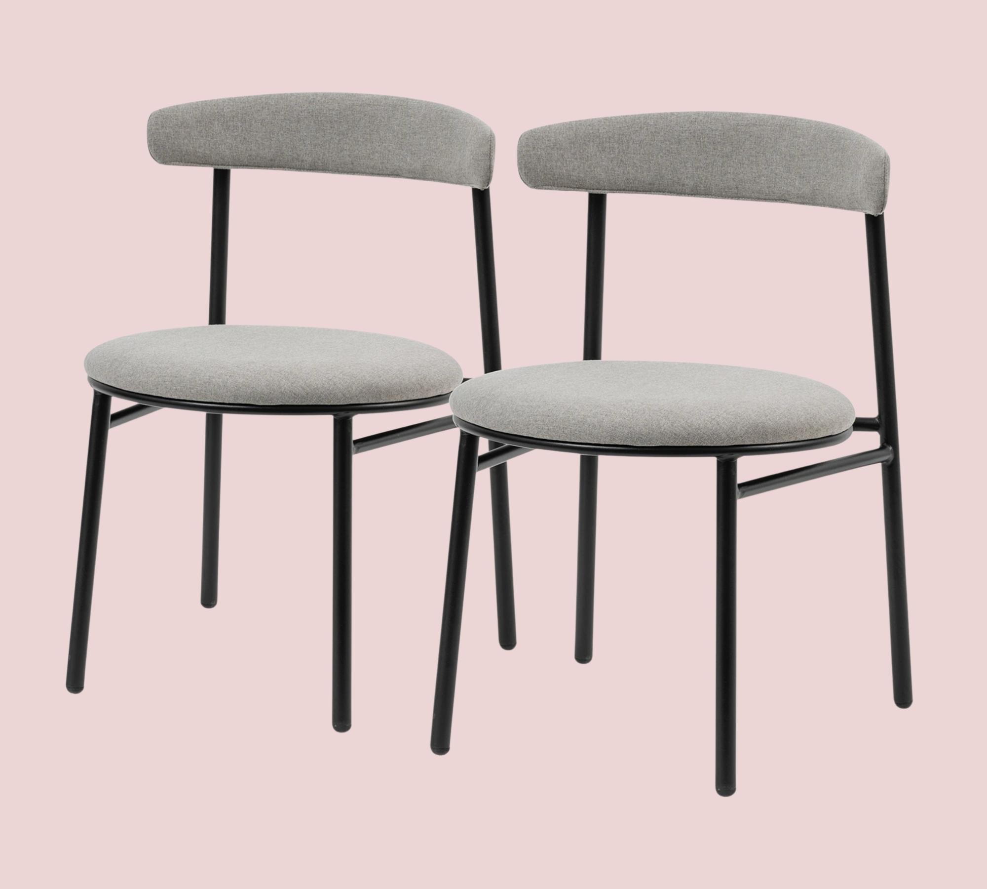 2x Esszimmerstuhl Webstoff Grau Gestell Schwarz