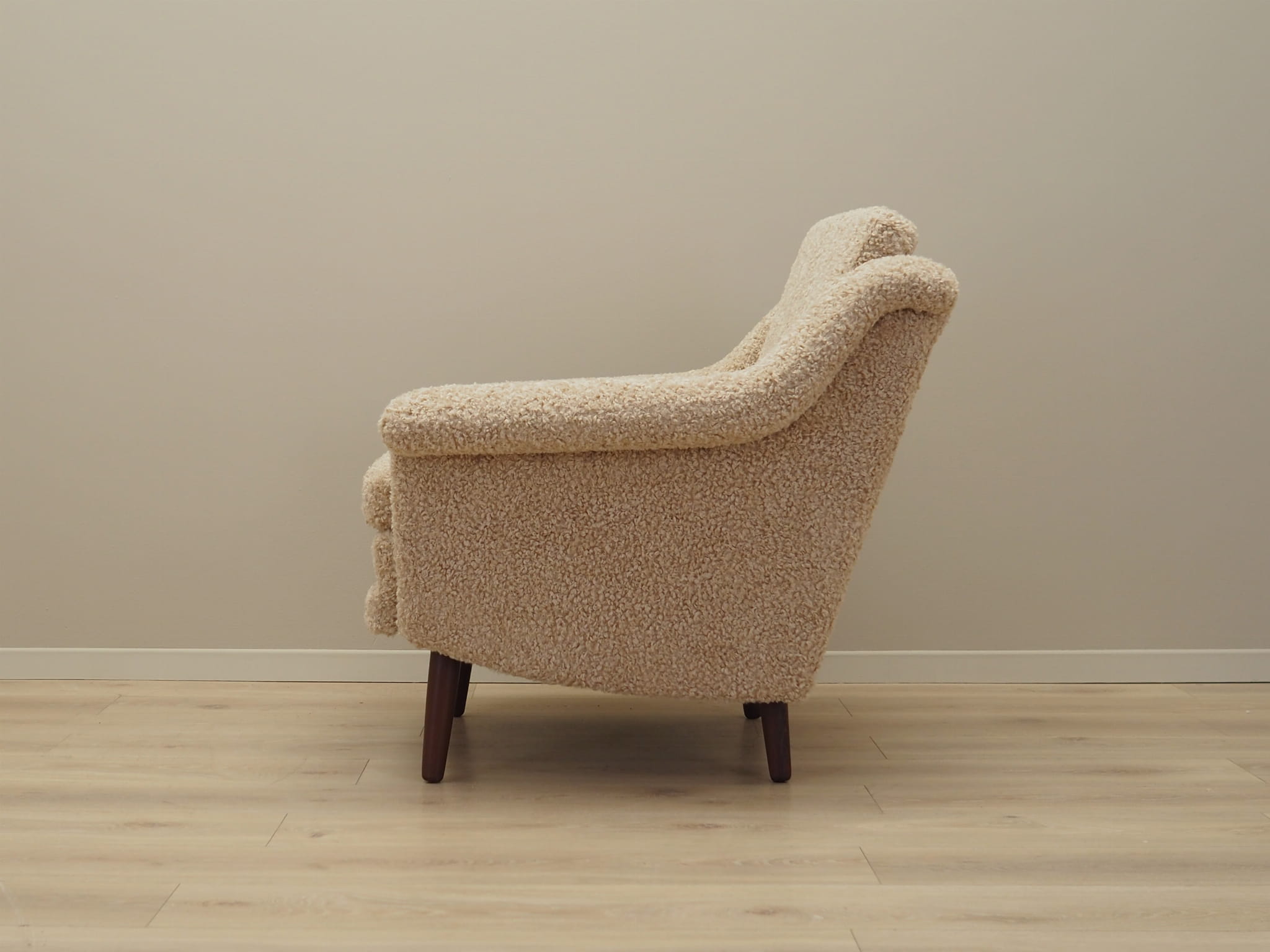 Poltrona Vintage Tessuto Legno Beige Anni '70