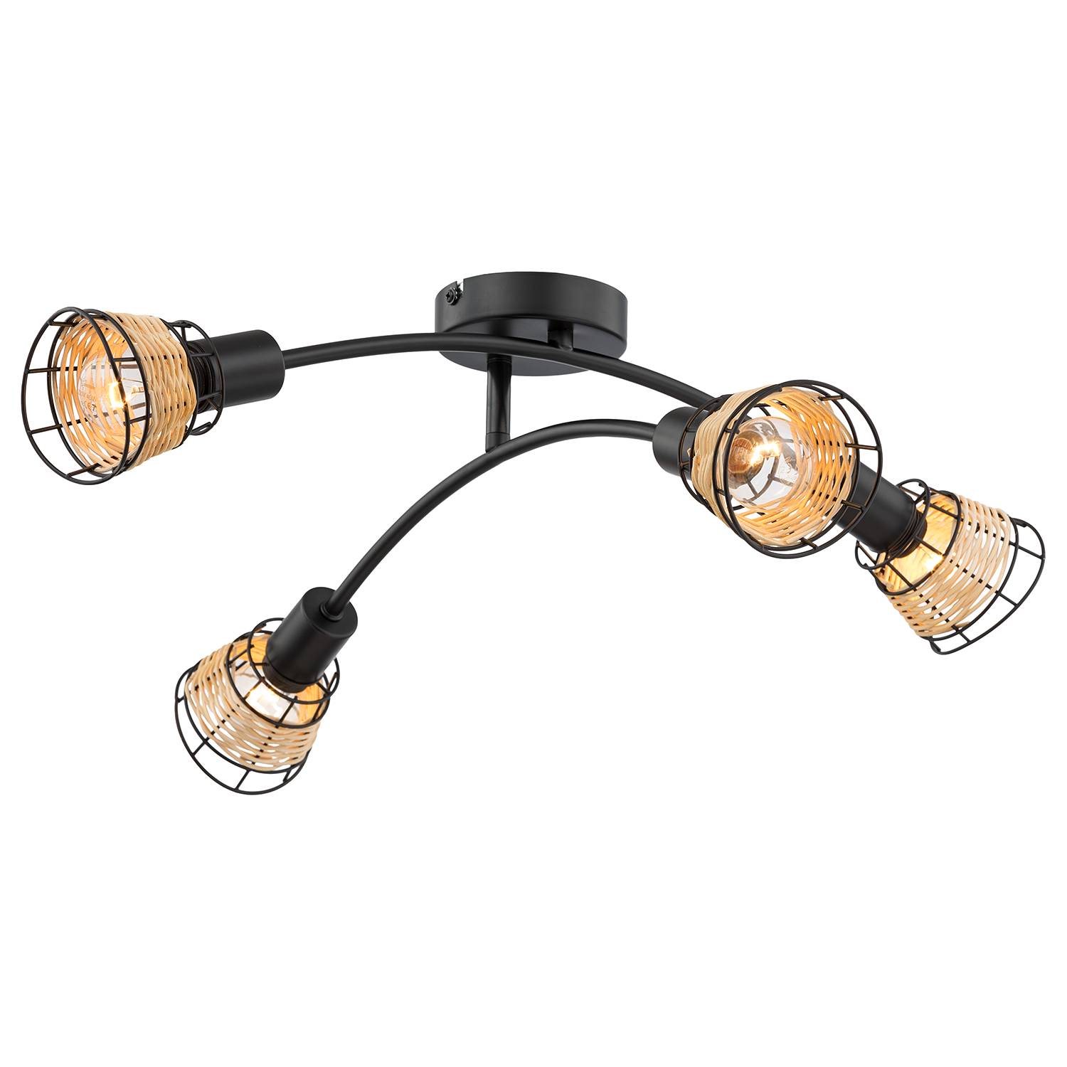 Lendum III Ceiling light Iron Rattan 4-light