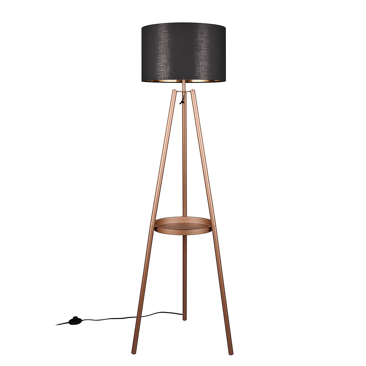 Colette Stehleuchte Webstoff Eisen Gold Schwarz