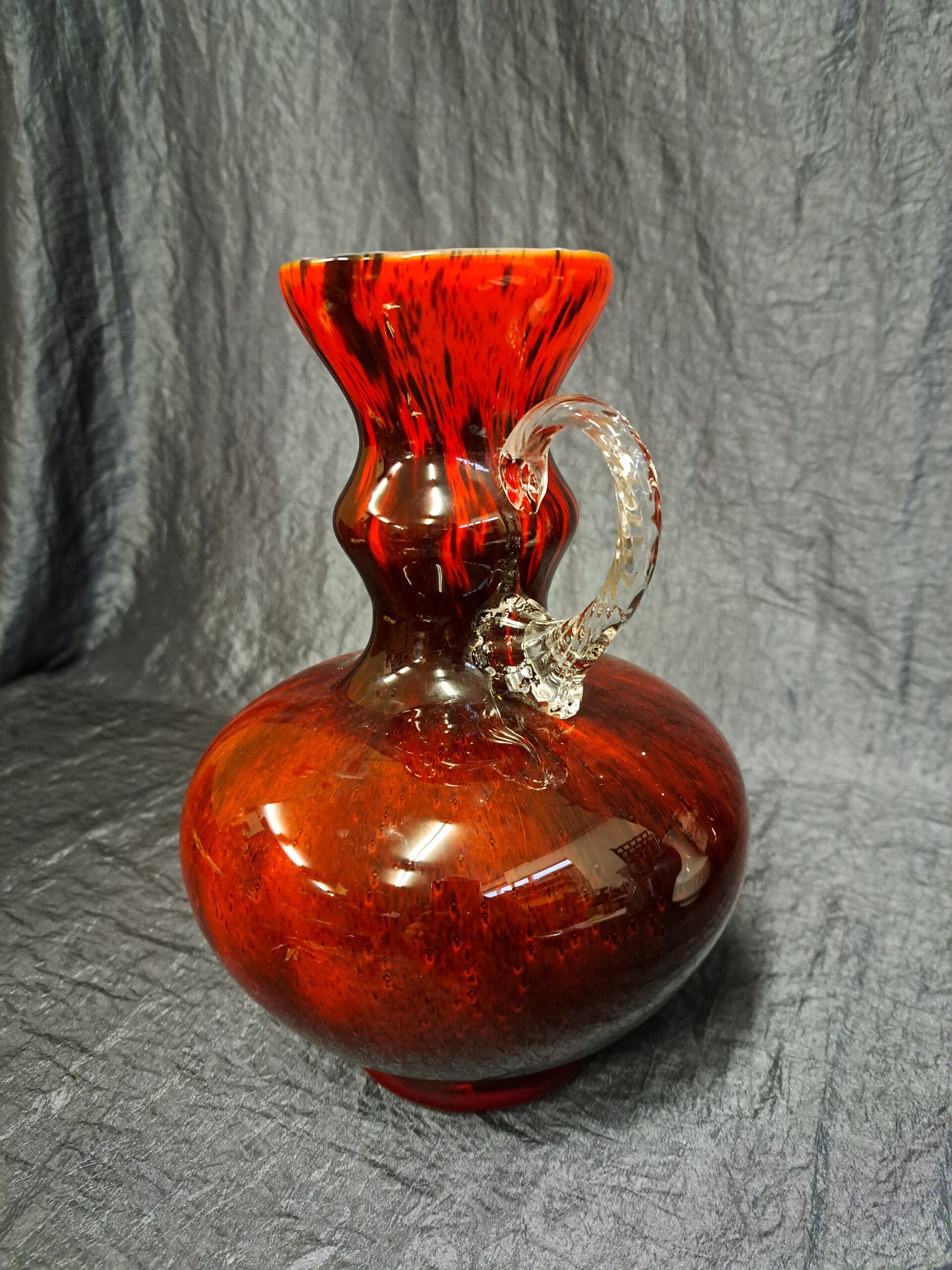 Vintage Vase Glas Rot Schwarz 