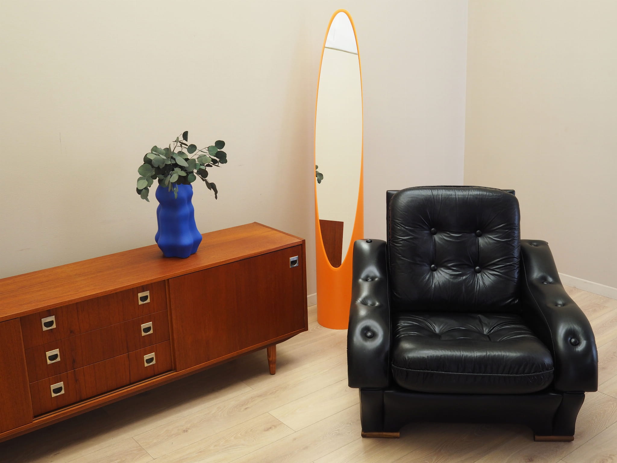 Armchair Faux Leather Black 1980s