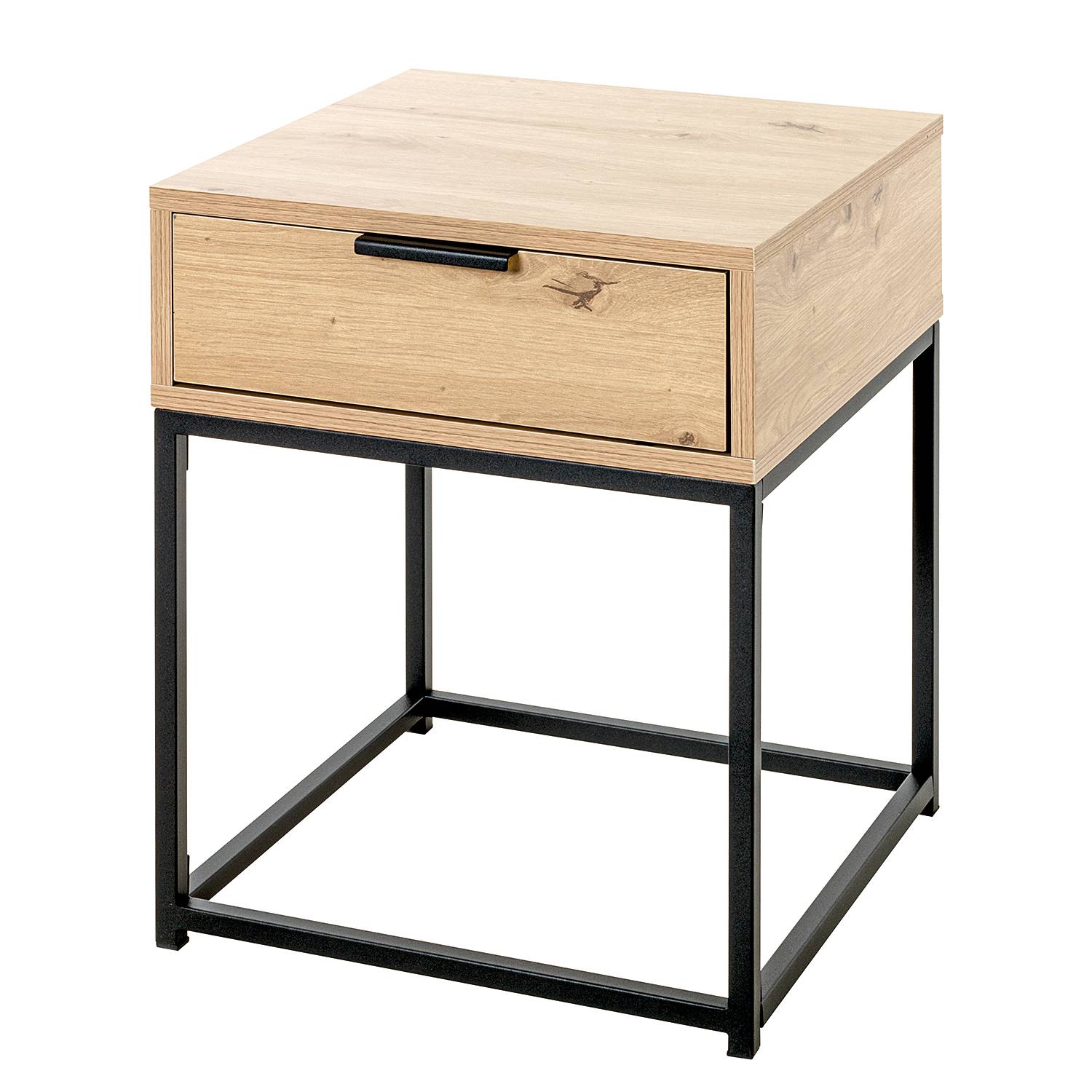 Nachtkommode Malmö 50 Eiche Hell Dekor Schwarz