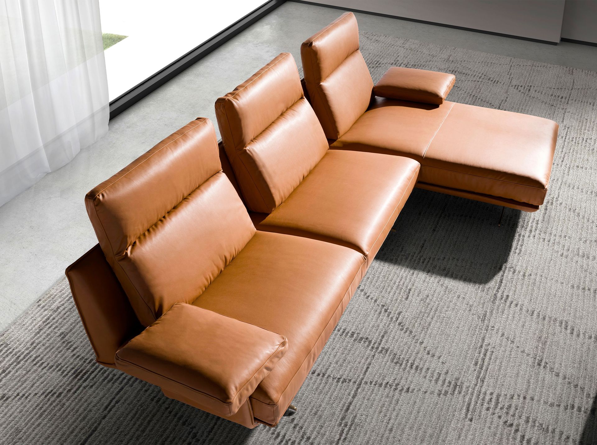 Sofa Récamiere Rechts Leder Terrakotta