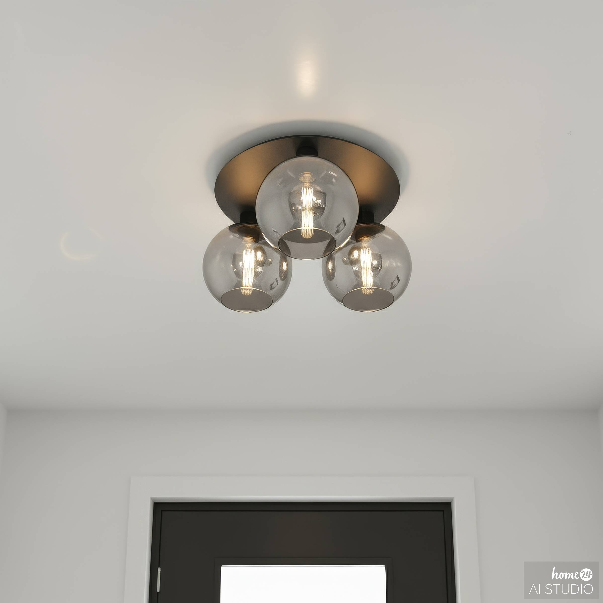 3-Flammig Entea Deckenleuchte Glas Eisen