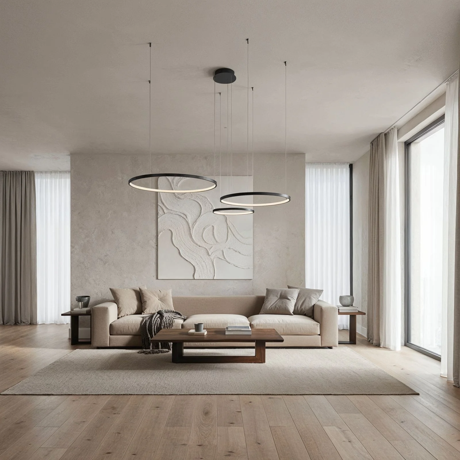 Ring-shaped LED pendant light CAECILIA Black