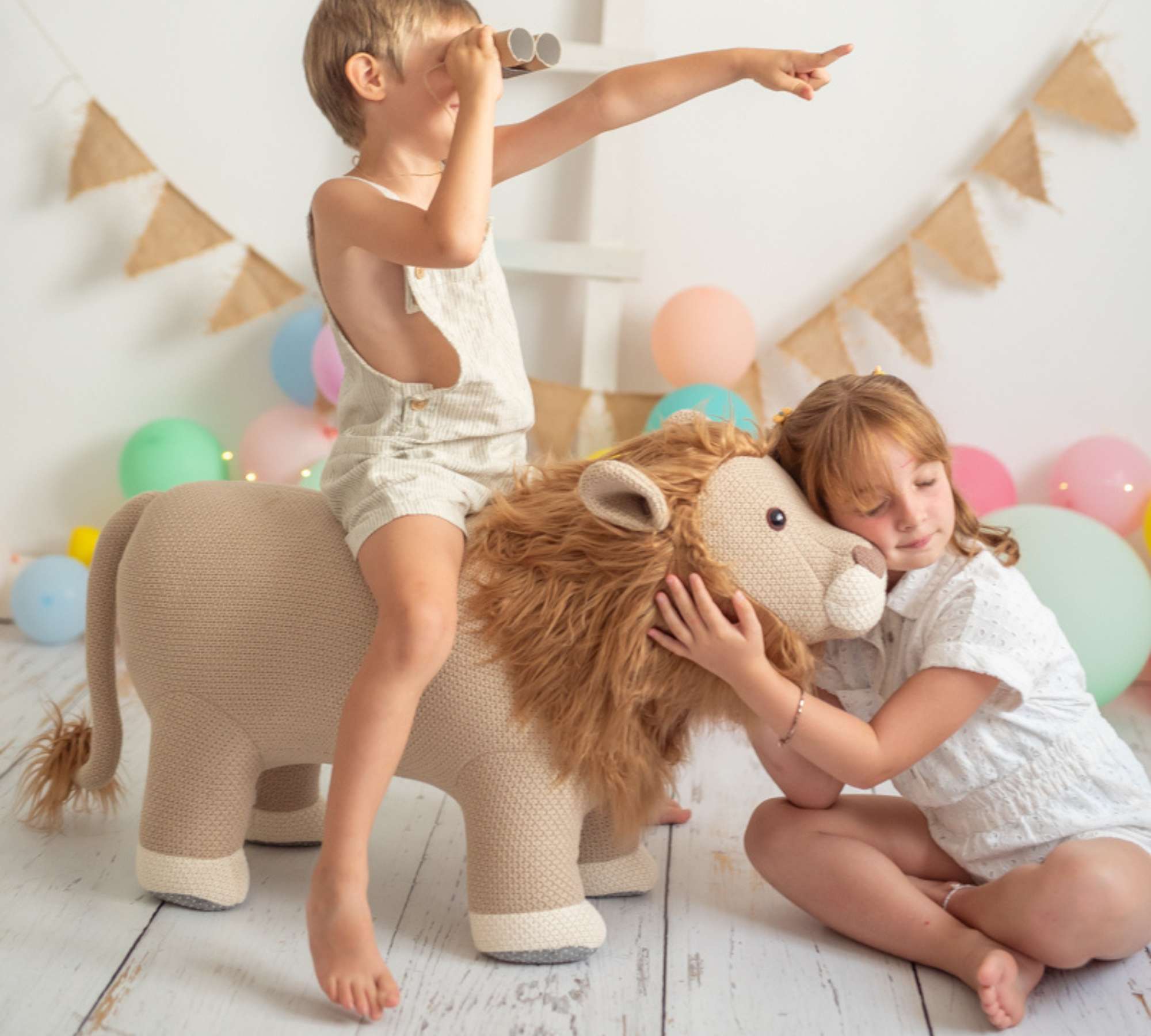 Lion Maxi plush toy Cotton Wood Brown