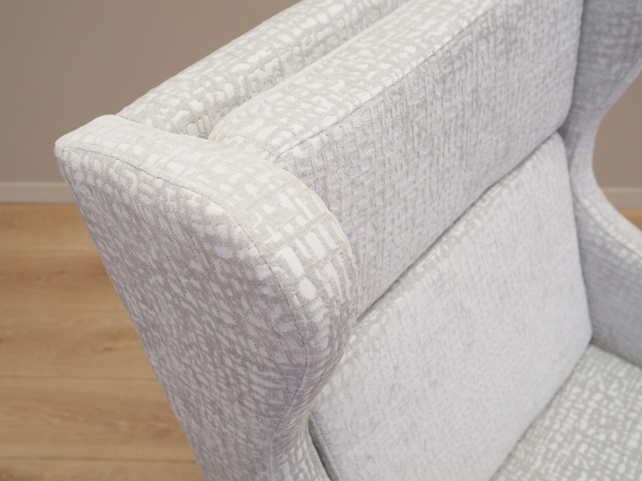 Vintage armchair textile wood grey 1960s